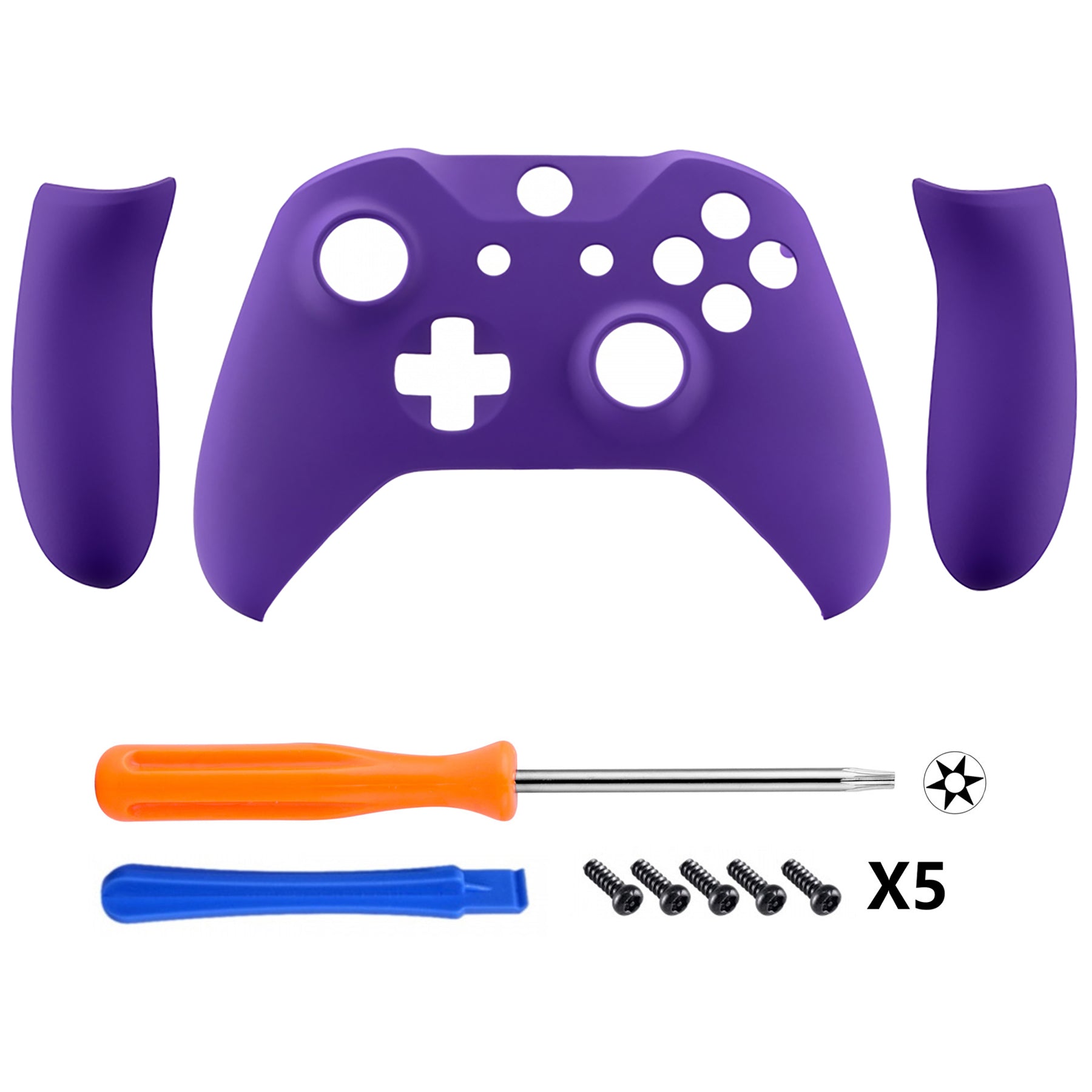 eXtremeRate Purple Replacement Front Housing Shell with Side Rails Panel for Xbox One X & S Controller (Model 1708) - Customize Your Gaming Experience for Enhanced Comfort and Style