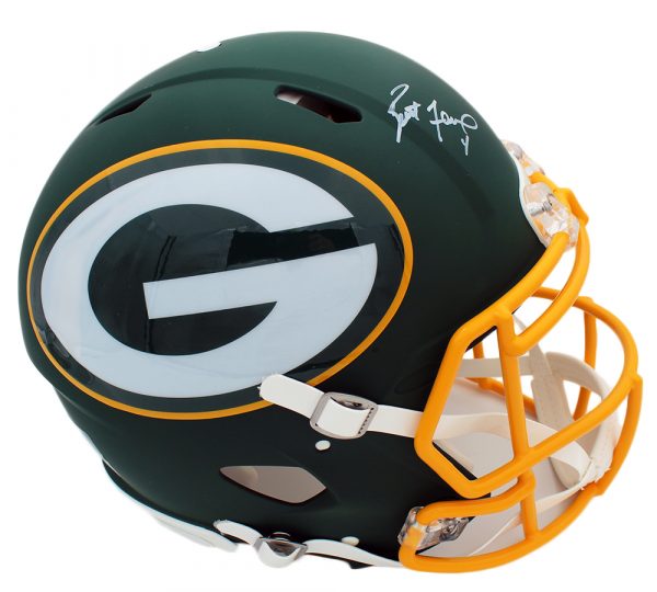 Brett Favre Autographed Green Bay Packers Speed Authentic NFL Helmet - Signed Collectible Football Memorabilia for Fans, Sports Decor, and Man Cave Display