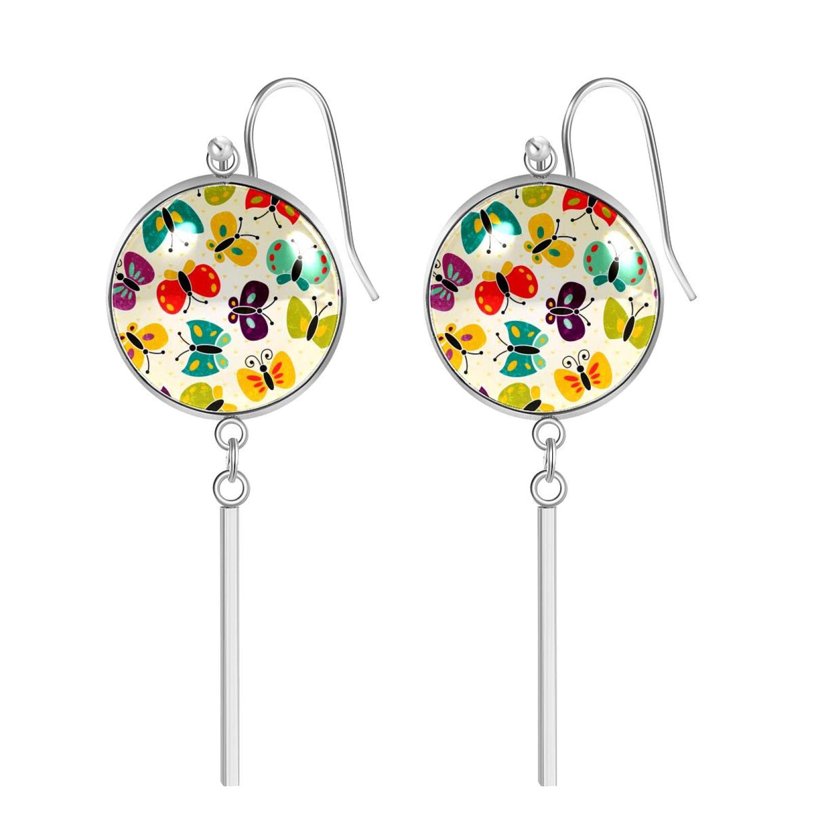 Butterfly Drop Earrings for Women & Teens | Beige Long Chain Dangle Jewelry for Party & Date