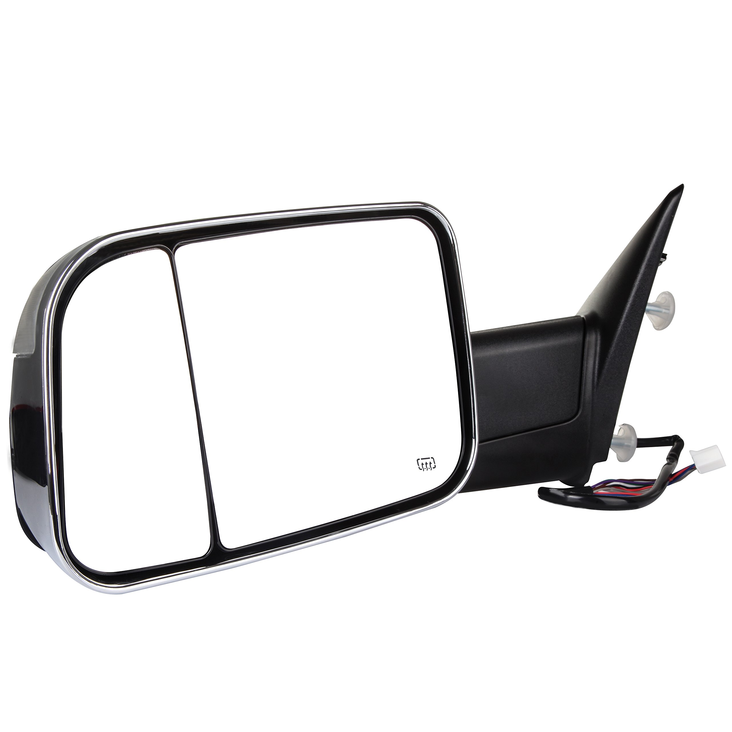 LUJUNTEC Power Heated Towing Mirrors Replacement for 2011-2016 Dodge Ram 1500/2500/3500 - Chrome Pickup Truck Side Mirrors with Turn Signal & Puddle Light (Driver Left & Passenger Right) - Perfect for Towing, Night Driving & Off-Road Adventures