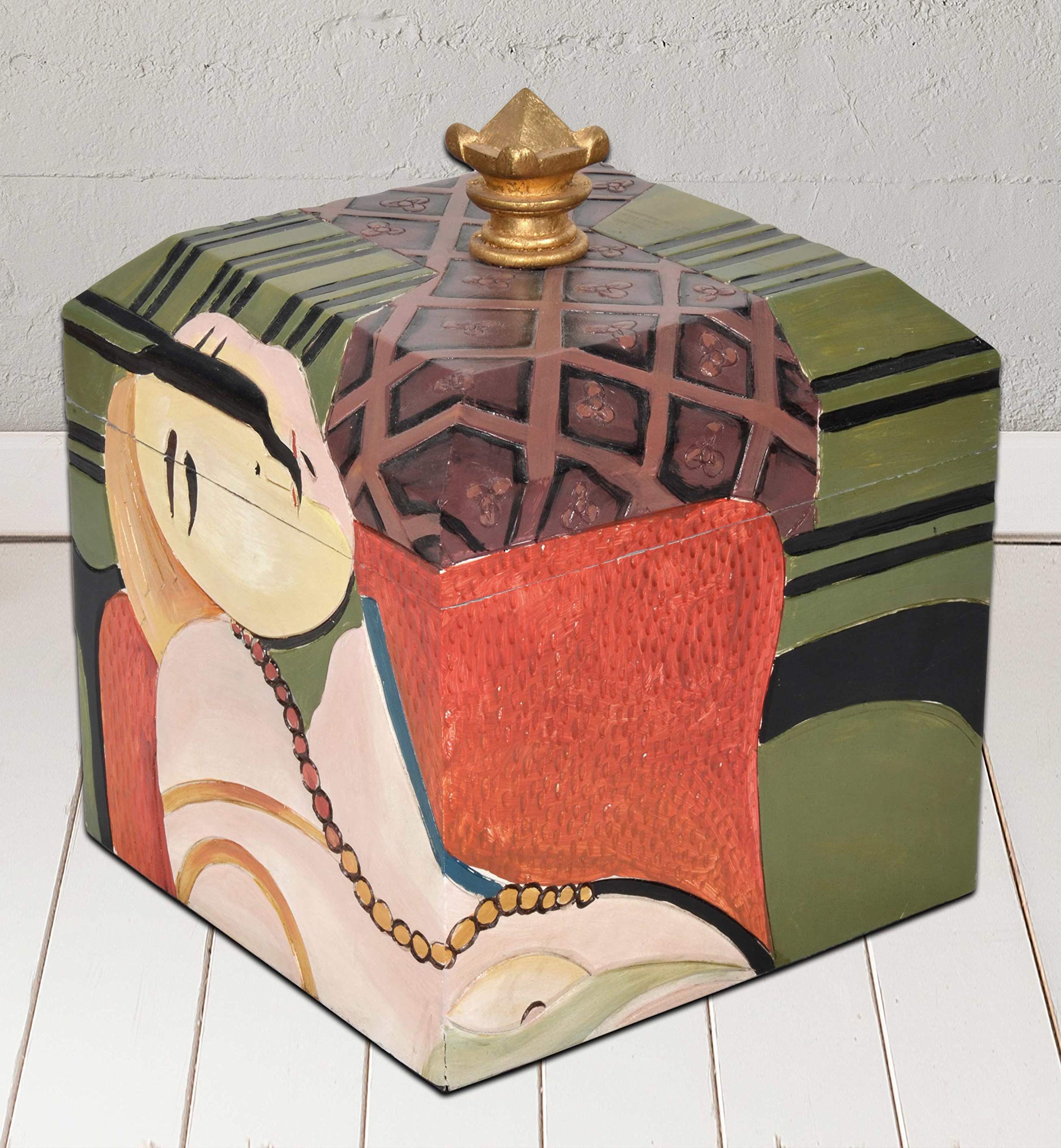 Elegant Red Lady Resin Jewelry Box with Lid - Vintage Home Decor for Jewelry Storage & Gift Giving | Perfect for Bedroom, Bathroom & Vanity Organizer