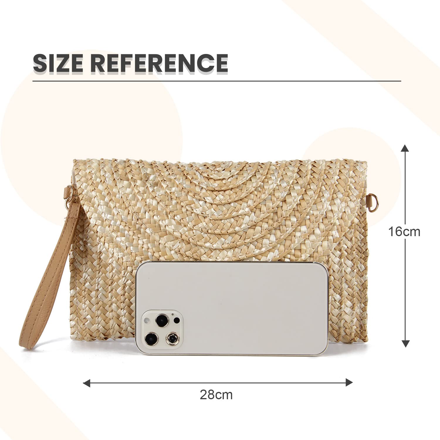 Women's Woven Straw Clutch Purse - Summer Beach Shoulder Bag for Women | Perfect for Beach Vacations, Pool Parties & Outdoor Events