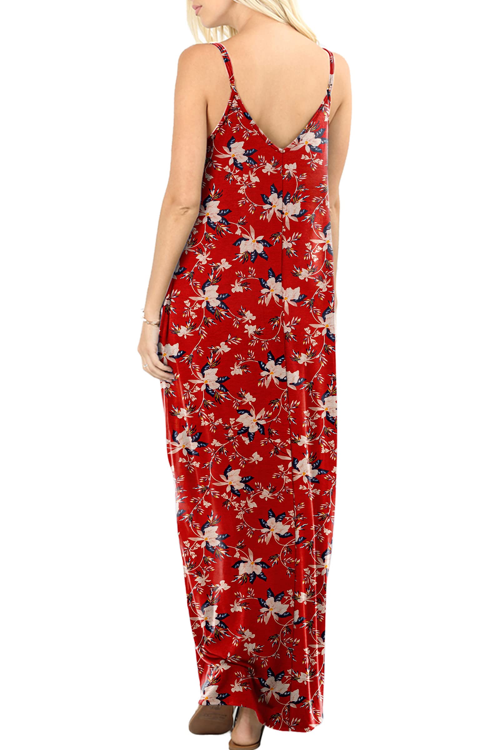 Levaca Women's Casual Summer Beach Maxi Dress with Pockets - Flowy Long Sundress for Vacation, Pool Party & Boho Outfit
