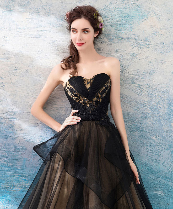Elegant Black Sweetheart Neck Tulle Long Prom Dress - Formal Evening Gown for Homecoming, Ball, Wedding & Special Occasions