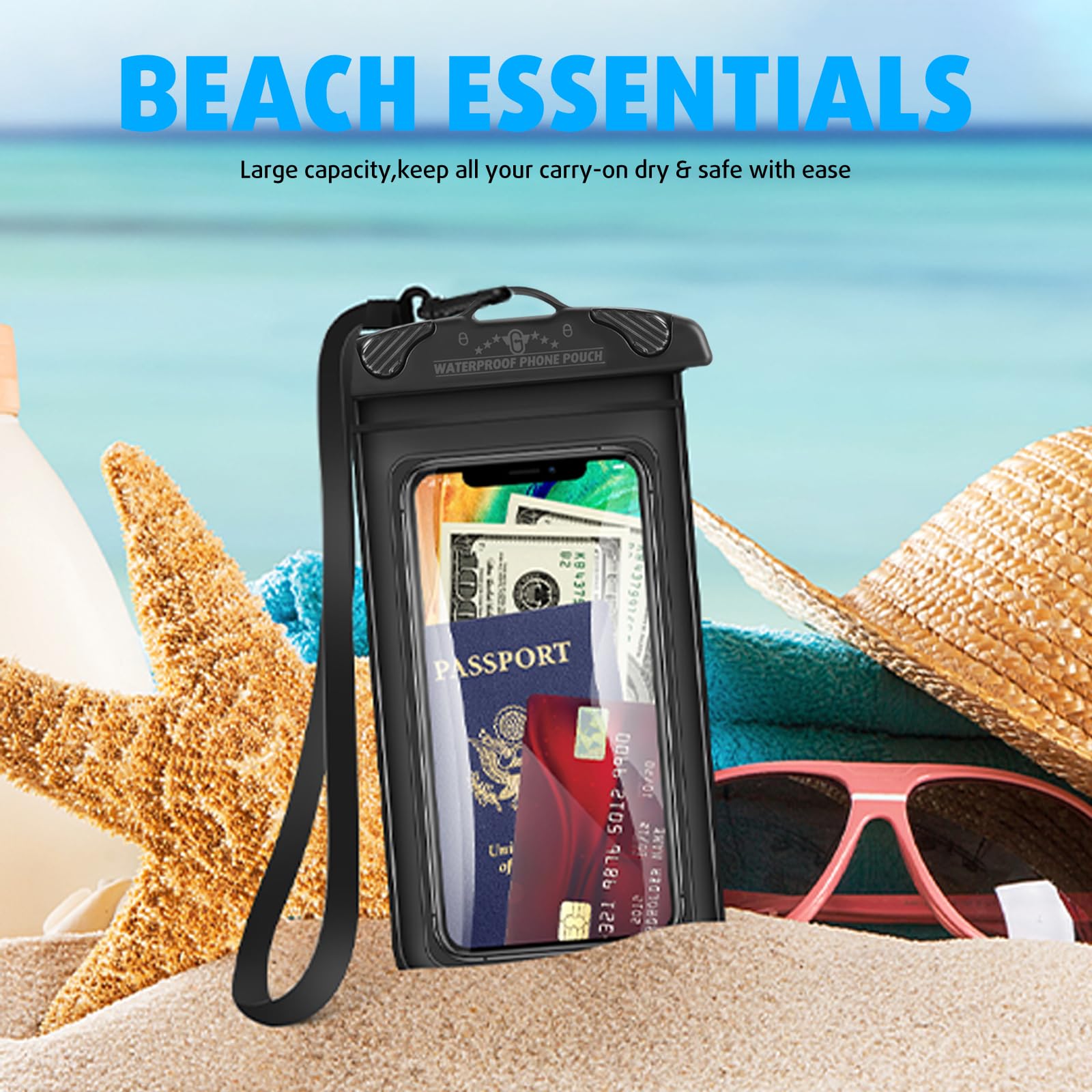 2 Pack Waterproof Phone Pouch for iPhone 16 15 14 13 12 Pro Max & Galaxy S24 S23 Ultra - IPX8 Waterproof Phone Case Dry Bag with Lanyard - Perfect for Beach, Swimming, Cruise, Kayaking & Water Sports