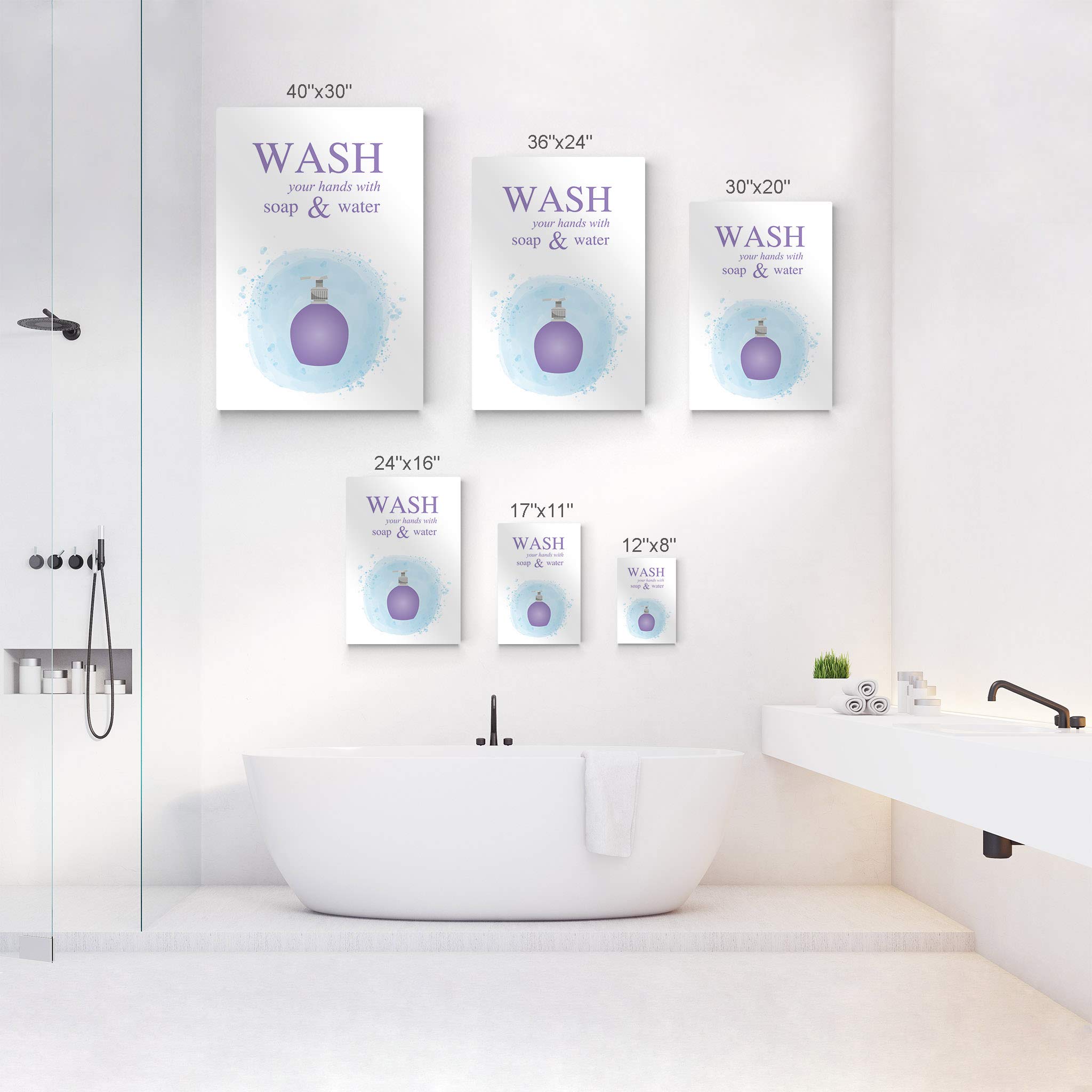 Funny Bathroom Sign - Wash Your Hands with Soap and Water Metal Print | Kids Bathroom Wall Decor, Nursery Wall Art | Ready to Hang Home Decoration | Made in USA (30x20 inches) | Perfect for Bathrooms, Kids Rooms & Home Decor