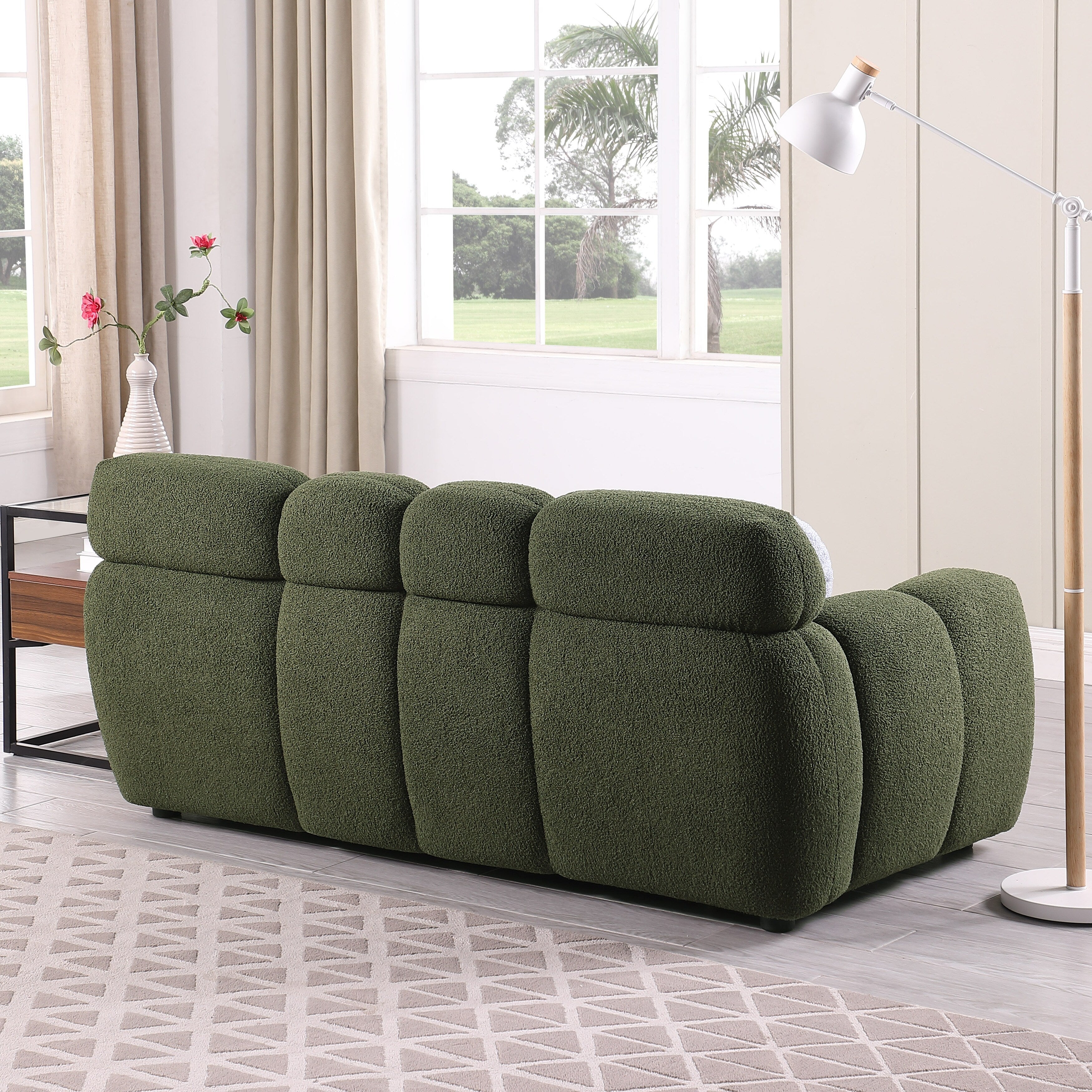 Luxury Beige Boucle Fabric 3-Seater Sofa - Marshmallow Cloud Design with Ultra Plush Cushions for Small Living Rooms & Apartments | Perfect for Cozy Lounging, Movie Nights & Modern Home Decor
