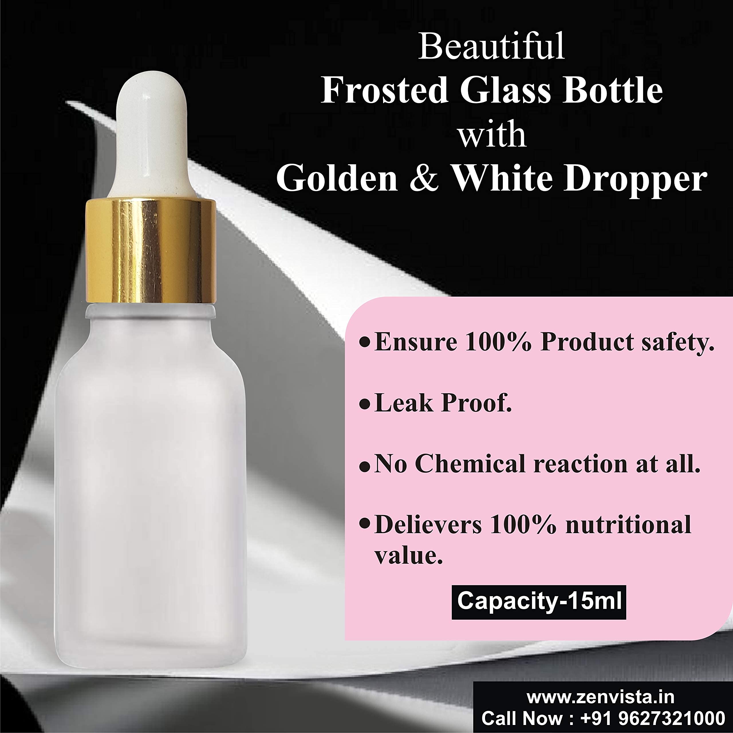 Zenvista 15ml Refillable Glass Bottle with Silver Plating Dropper - Perfect for Fragrances, Perfumes & Essential Oils (Pack of 3) | Travel Size, DIY Beauty & Aromatherapy