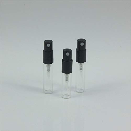 3ml Refillable Perfume Atomizer Bottle - 20 Pack Mini Travel Spray Bottles with Fine Mist Nozzle, Clear Glass & Aluminum Cap (Black) for Fragrance, Essential Oils & Cosmetics | Perfect for Travel, Gym & Purse