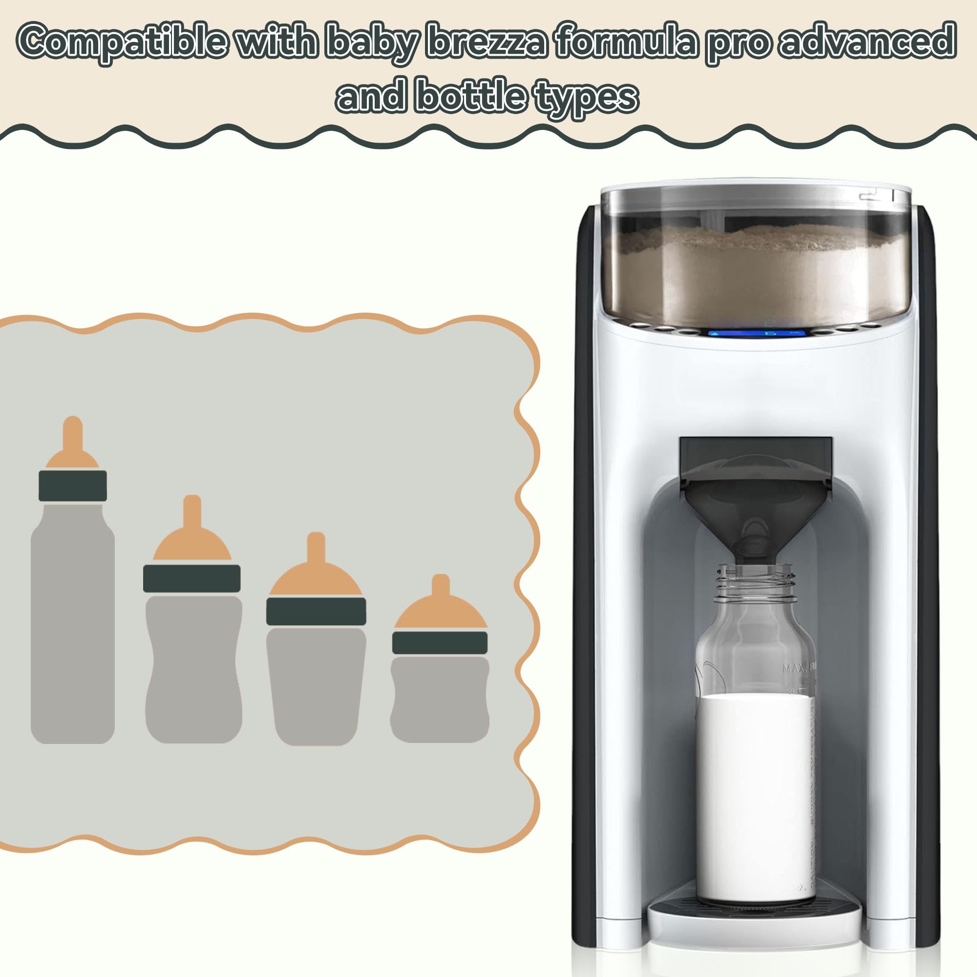 Baby Brezza Formula Dispenser Replacement Funnel & Cover Set (Grey) - Compatible with Baby Brezza Machines - Perfect for Quick & Mess-Free Bottle Feeding at Home or On-the-Go