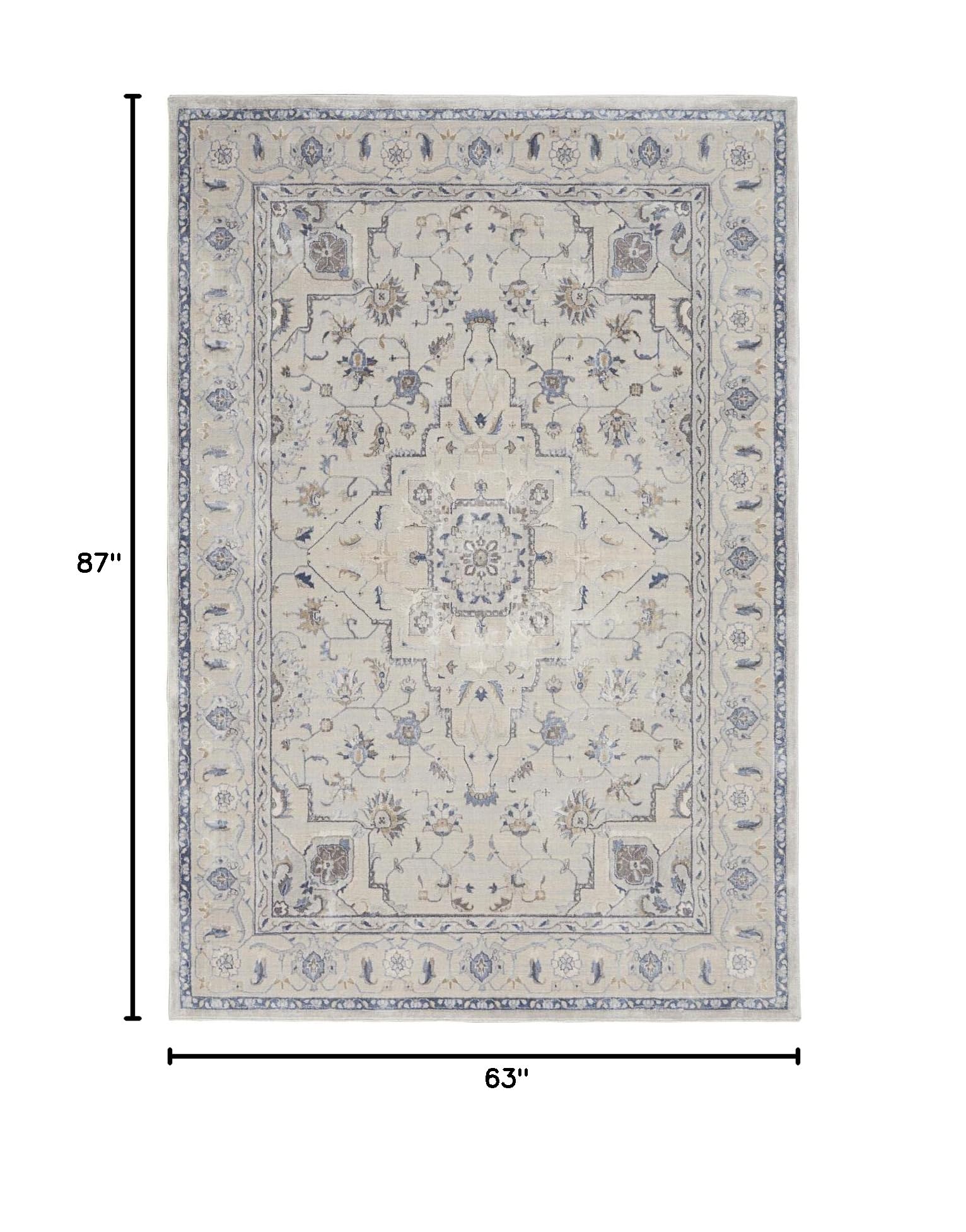 Nourison Sleek Textures Traditional Ivory/Grey 5'3
