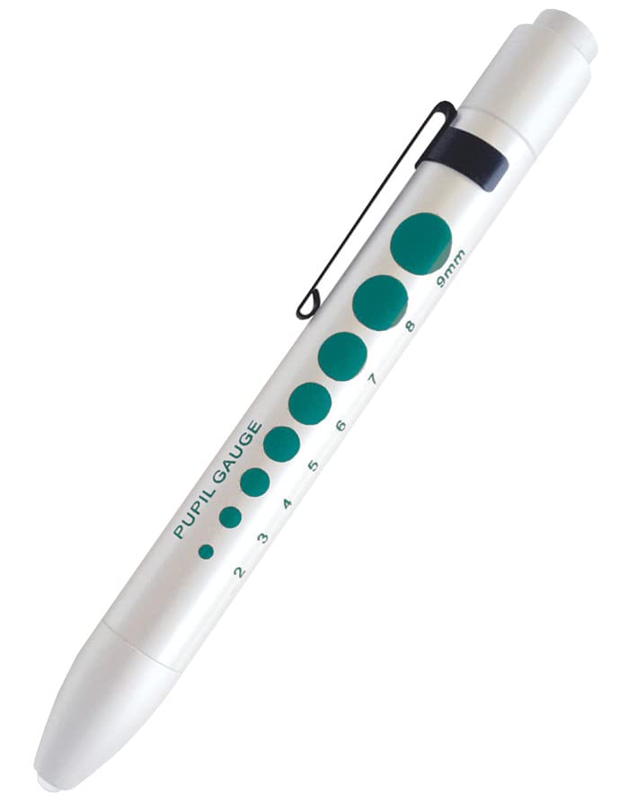Prestige Medical Soft LED Pupil Gauge Penlight - Teal & White - Perfect for Eye Exams, Nursing, and Emergency Medical Kits