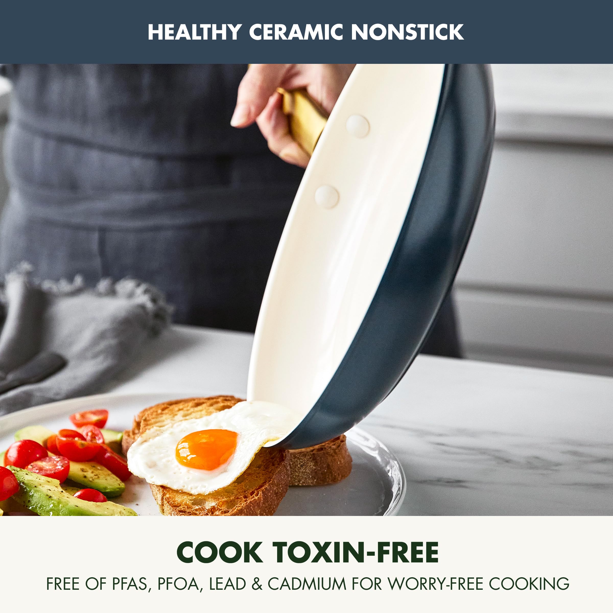 GreenPan Reserve Hard Anodized Healthy Ceramic Nonstick 3-Piece Frying Pan Set (8
