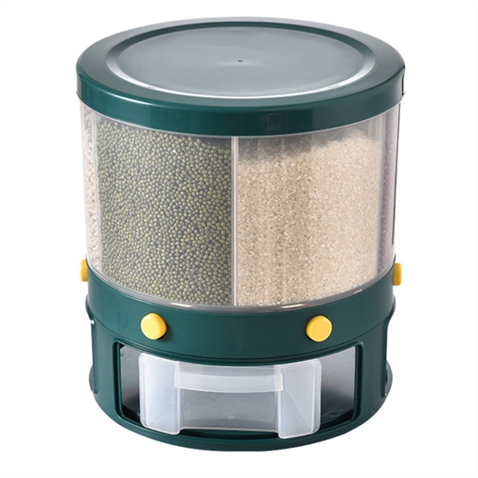 6-Grid Airtight Rice Storage Container - Rotating Kitchen Food Organizer for Bulk Cereals, Grains & Dry Goods | Moisture-Proof Pantry Organizer Box (Color A) - Perfect for Kitchen, Pantry & Meal Prep Organization