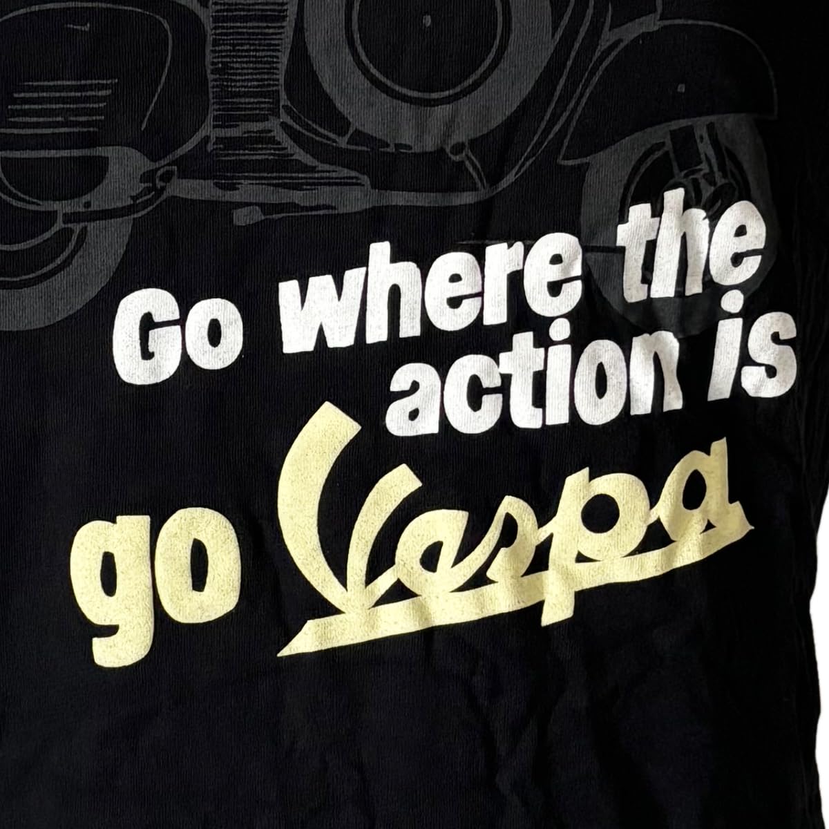 Vespa Men's Black Cotton T-Shirt - Medium Size - Soft & Comfortable for Casual Wear, Outdoors, and Everyday Use