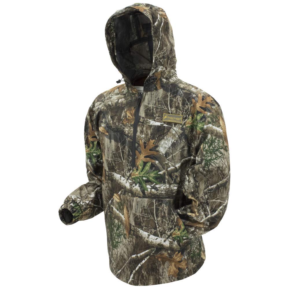 Frogg Toggs Dead Silence Brushed Camo Waterproof Pullover Rain Hoodie for Men - Lightweight Hunting & Outdoor Jacket for Rainy Weather, Fishing, Camping, and Hiking