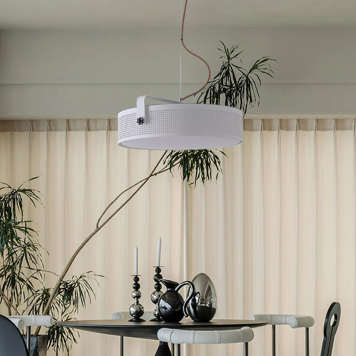 Modern Dana Round Pendant Light - Vintage Industrial Ceiling Lamp with Metal Shade - Perfect for Dining Room, Kitchen Island, Bedroom or Living Room Lighting