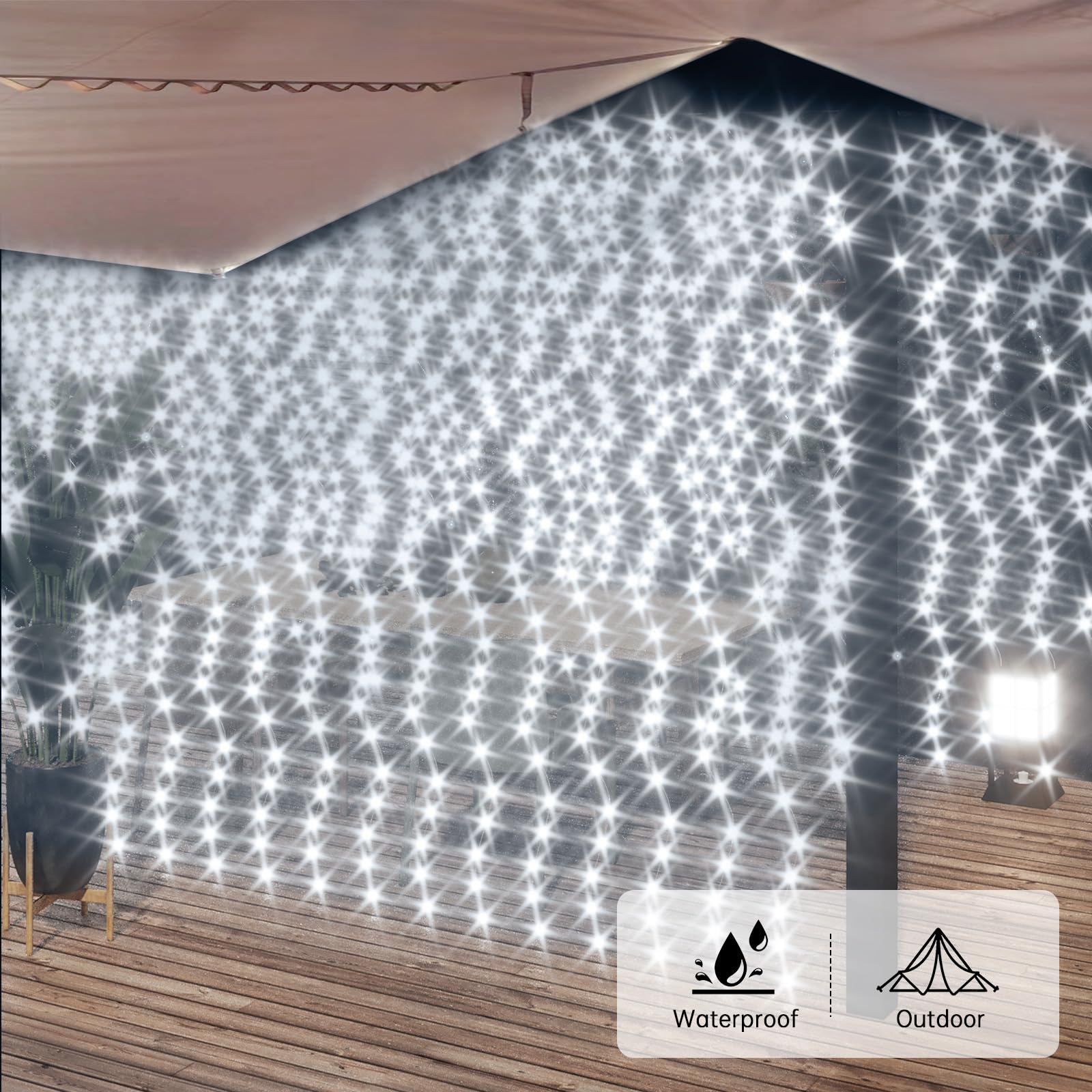 300 LED Fairy String Lights - 9.8x9.8Ft Indoor/Outdoor Hanging Curtain Lights with 8 Lighting Modes | Perfect for Bedroom, Wedding, Window Decor, Backdrop & Outdoor Party Lighting (White)