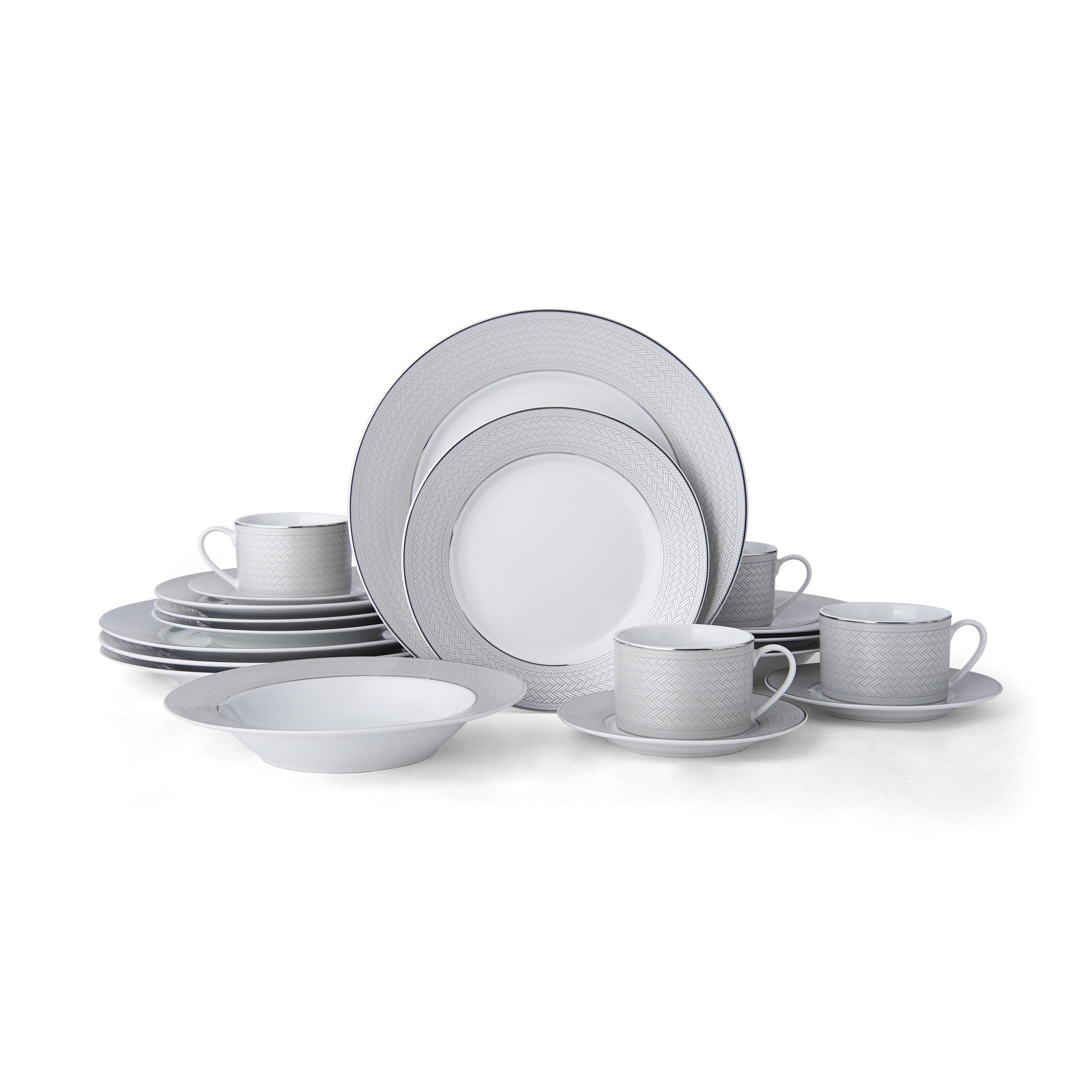 Premium Mikasa 16-Piece Dinnerware Set in Elegant Grey - Perfect for Family Dinners, Entertaining Guests & Everyday Use