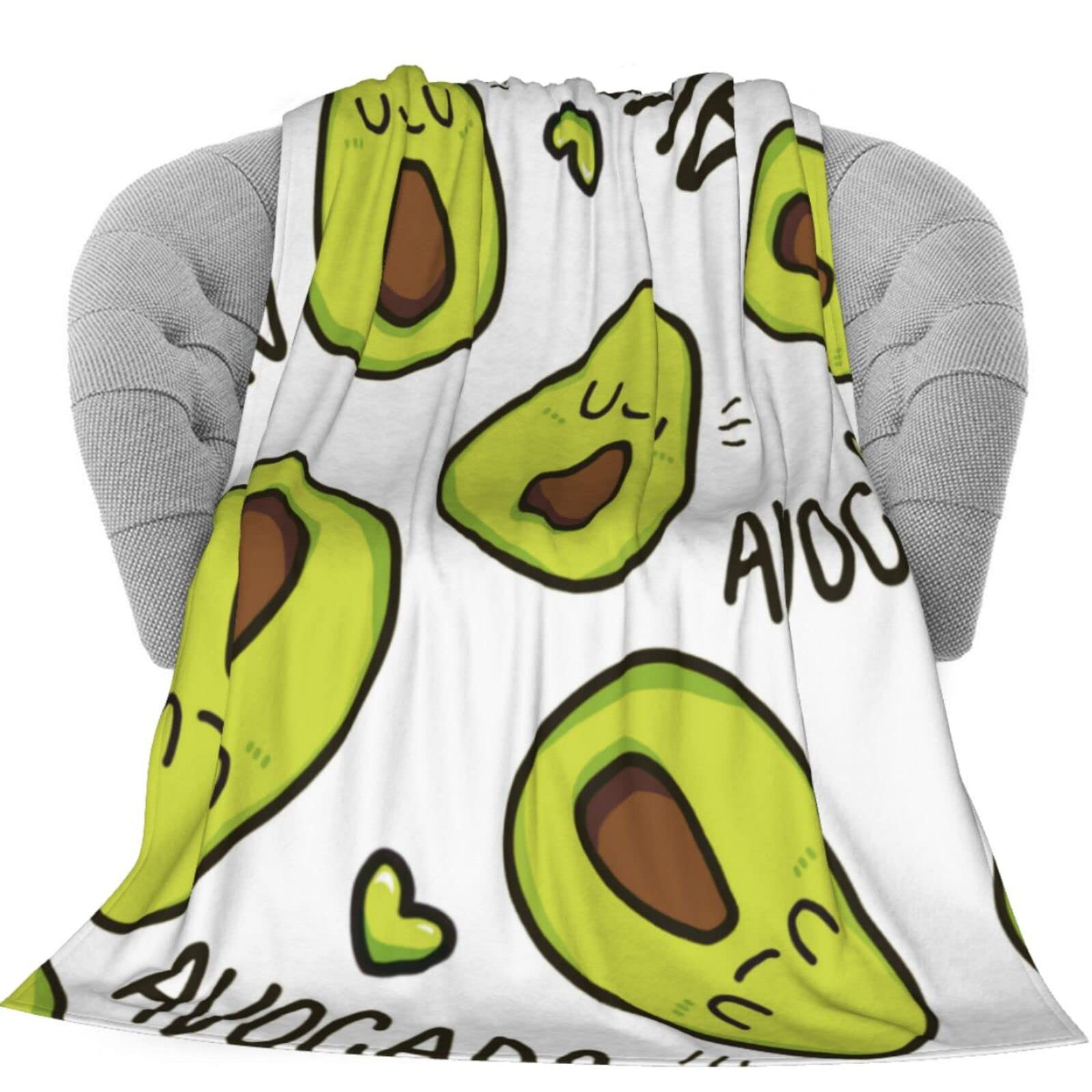 Avocado Print Soft Fleece Throw Blanket 60x80 Inches - Lightweight Cozy Blanket for Couch, Sofa & Bed - Funny Large Blanket for Kids, Men & Women - Perfect for Home, Office & Travel Use