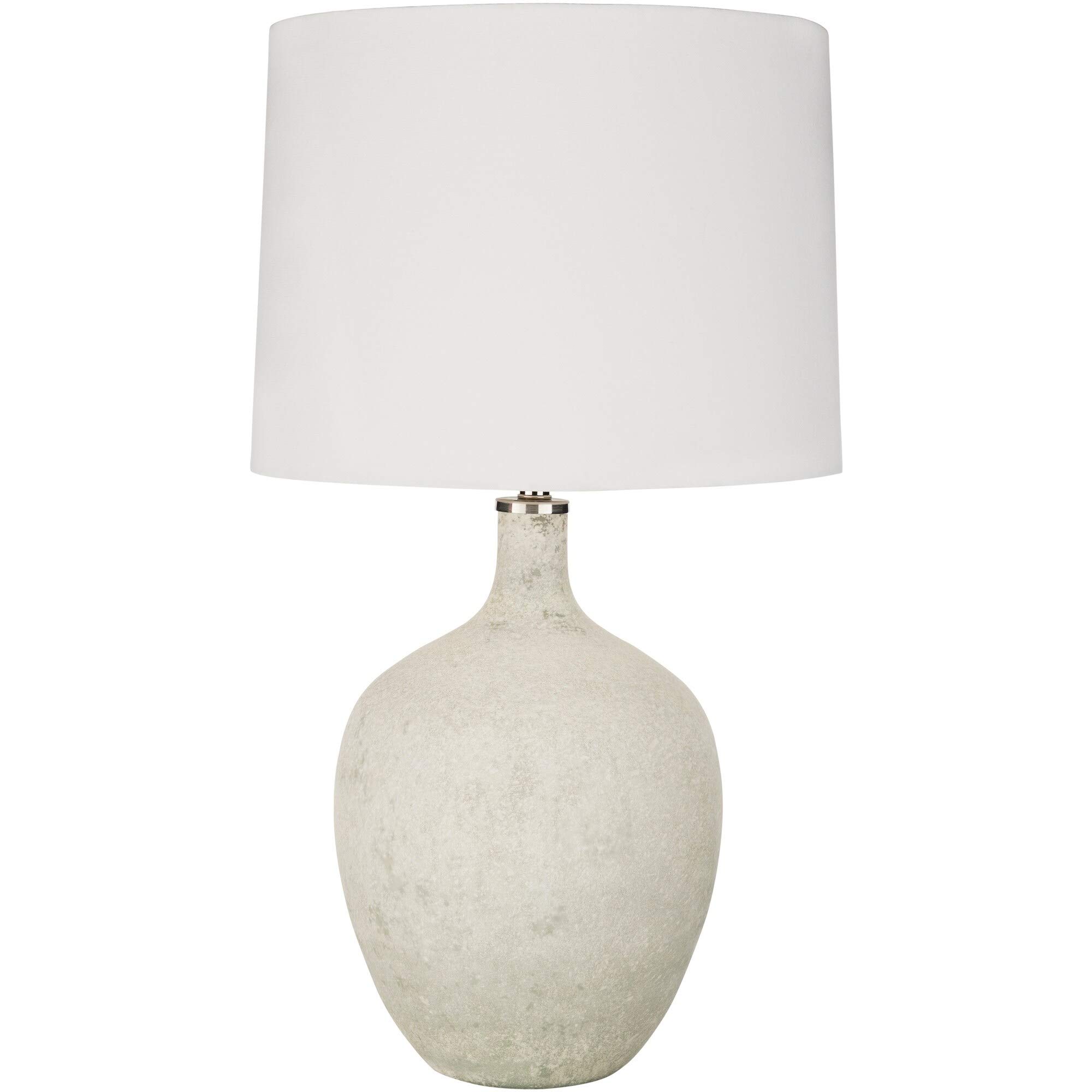 Modern White Marbled Glass Table Lamp with Included Transitional Bulbs - Elegant Home Office & Bedroom Lighting Decor