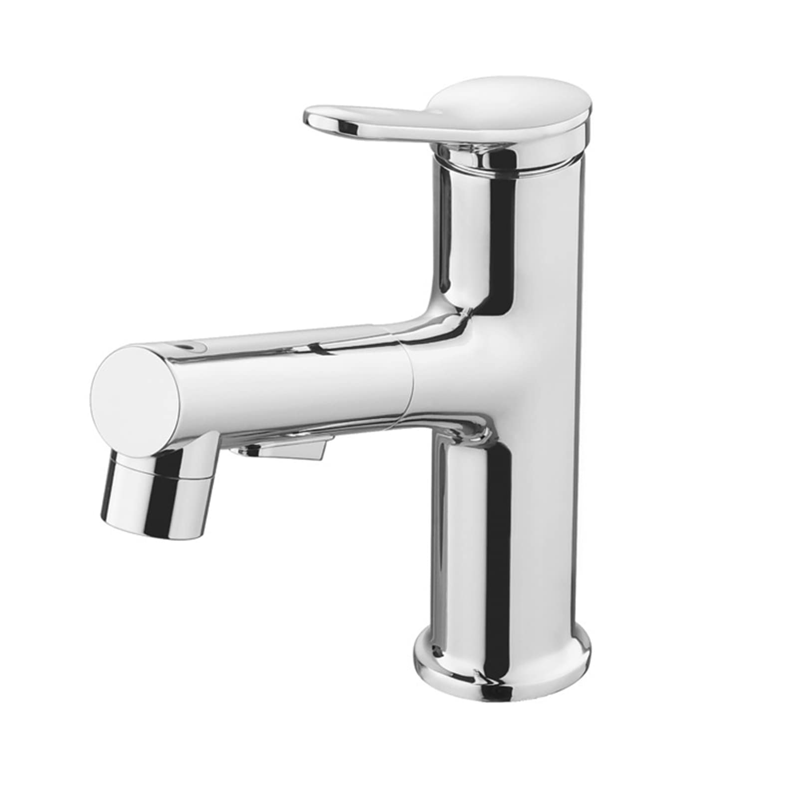 **Pull-Out Spray Basin Mixer Faucet - Chrome Finish, Brass Construction, Telescoping Design for Bathroom Sink | Perfect for Modern Bathrooms, Kitchenettes & RV Sinks**