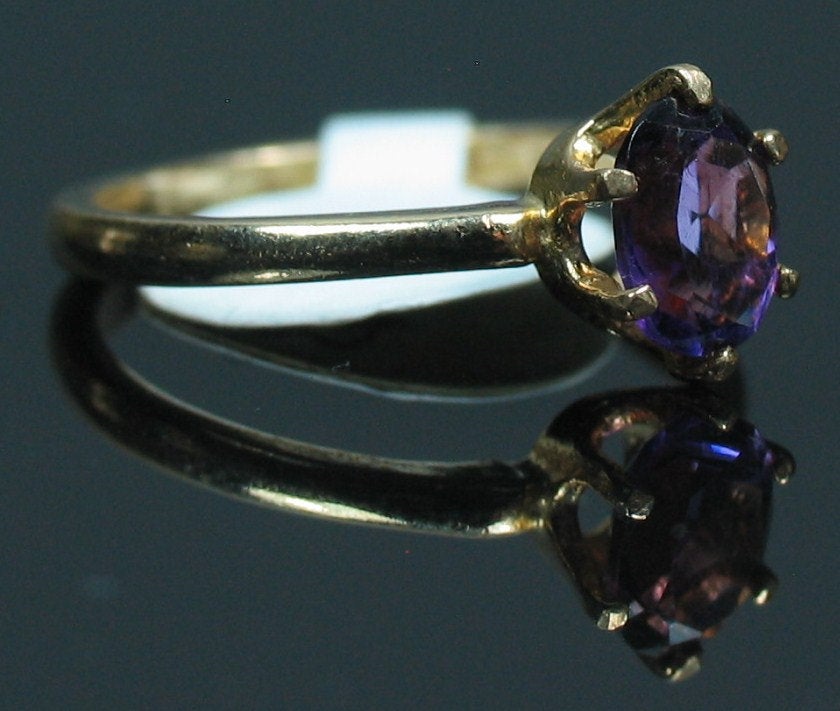 1ct Natural Amethyst Solitaire Ring - Solid Sterling Silver or 14K White/Yellow Gold - 7x5mm Oval Cut, Size 7, VVS Eye Clean - Perfect for Engagement, Anniversary & Everyday Elegant Jewelry