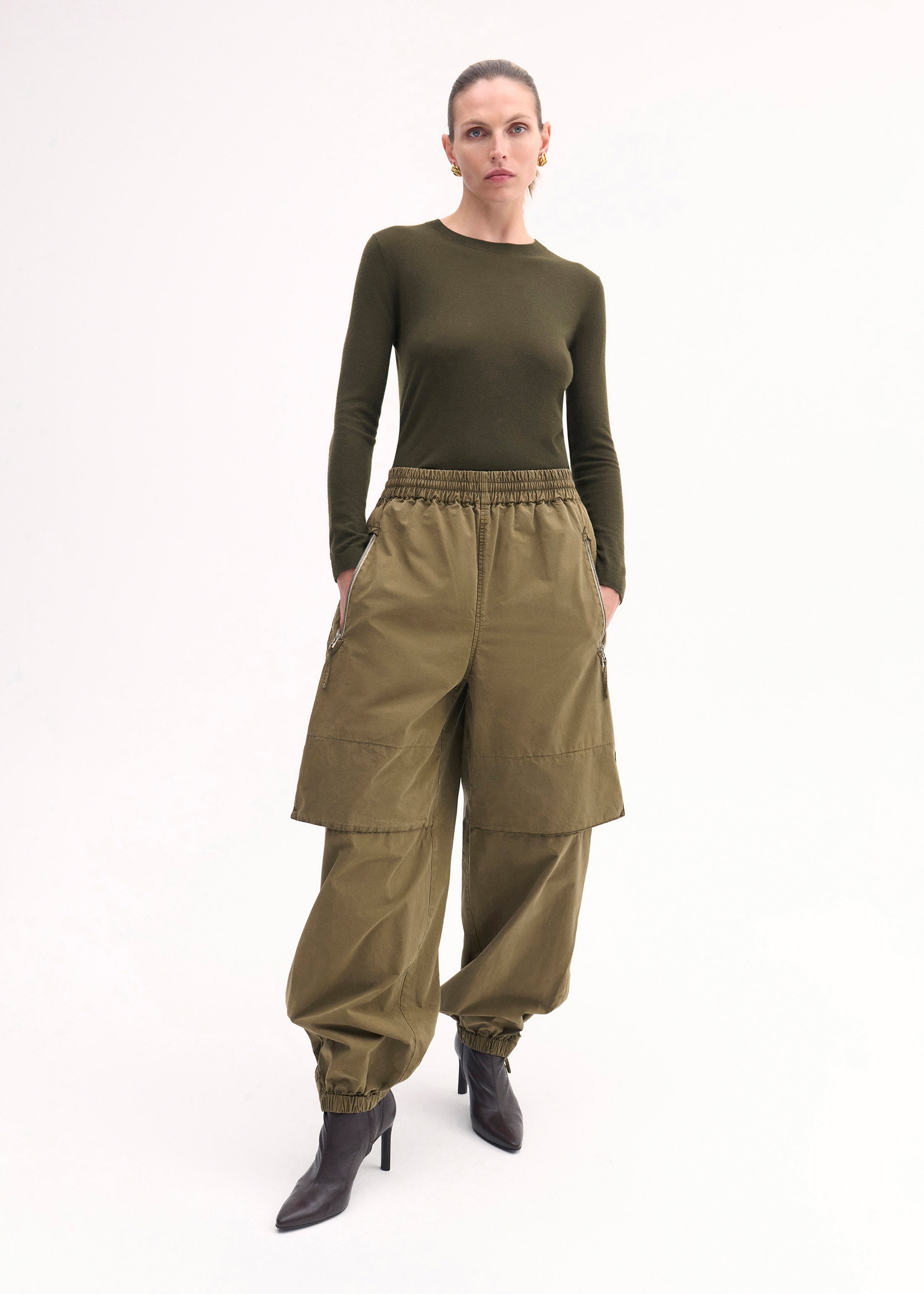 Men's Olive Cotton Twill Utility Pants - Durable Work Pants for Outdoor, Hiking & Casual Wear