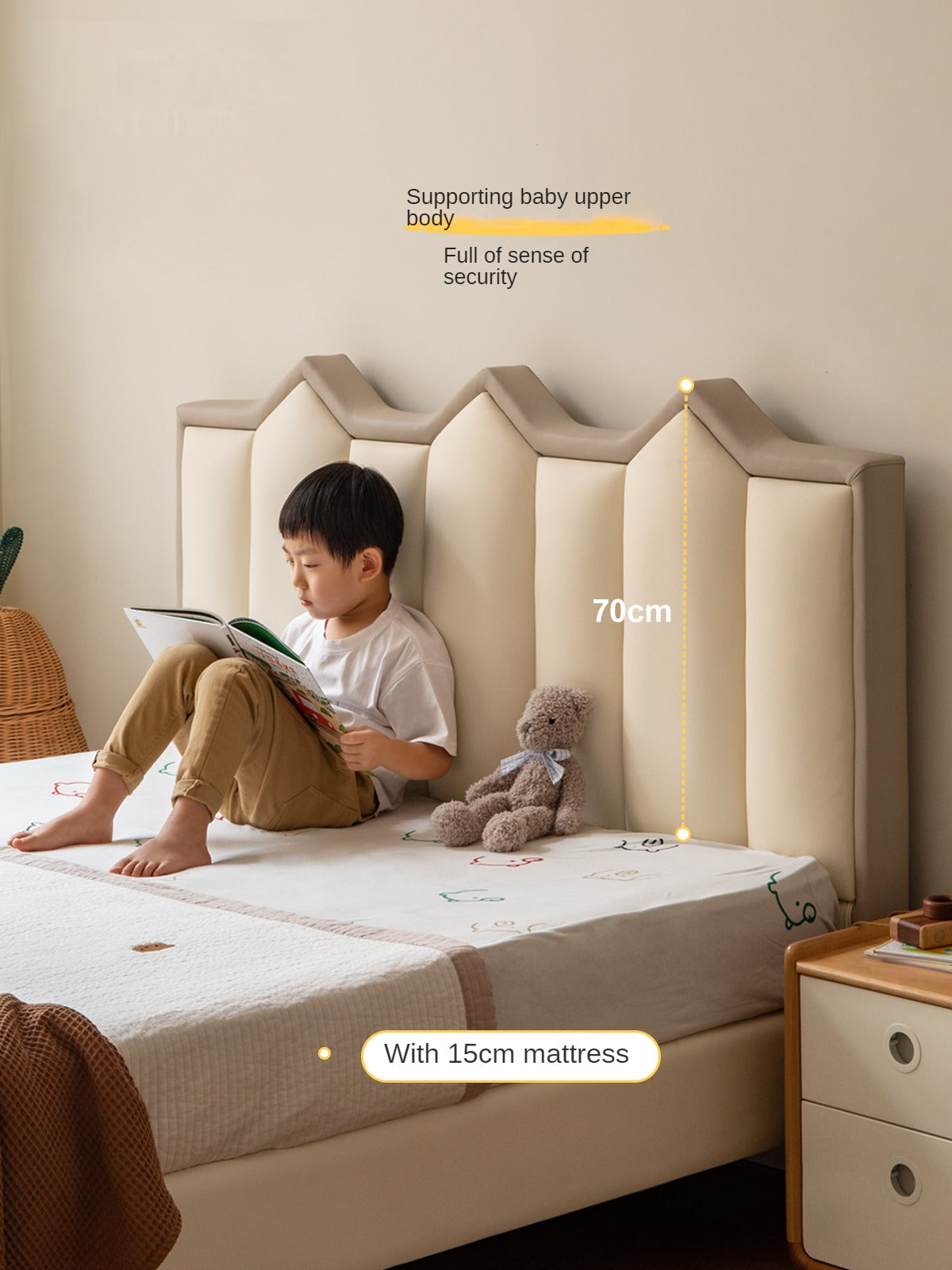 Organic Leather Kids Castle Bed - Cream Style | Safe & Durable Toddler Bed for Boys & Girls | Perfect for Bedrooms, Playrooms & Fantasy Themed Decor