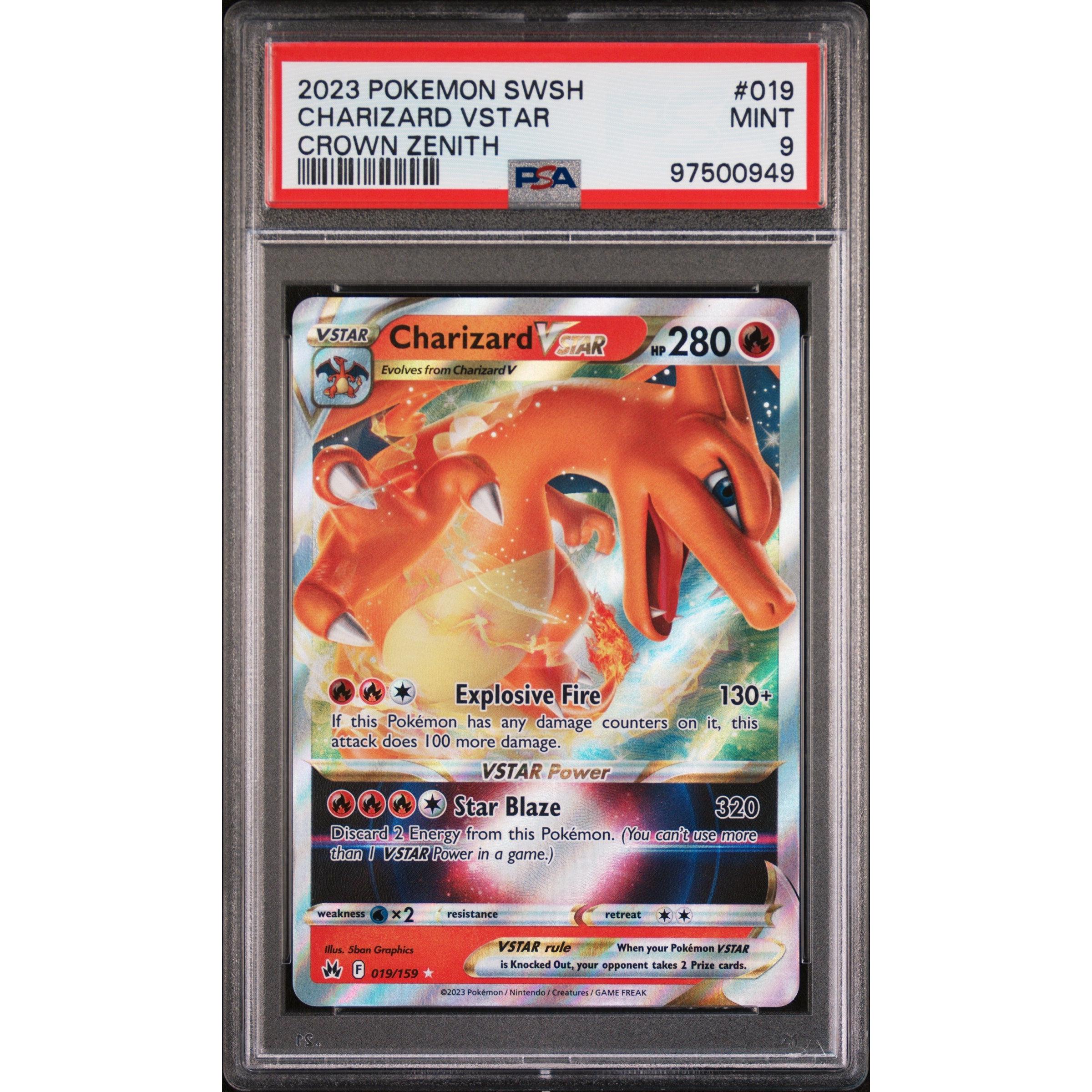 2023 Pokemon Crown Zenith Charizard VStar 019/159 PSA 9 Graded Card - Rare Collectible Trading Card for Pokemon Fans & Investors | Perfect for Display, Gaming & Trading