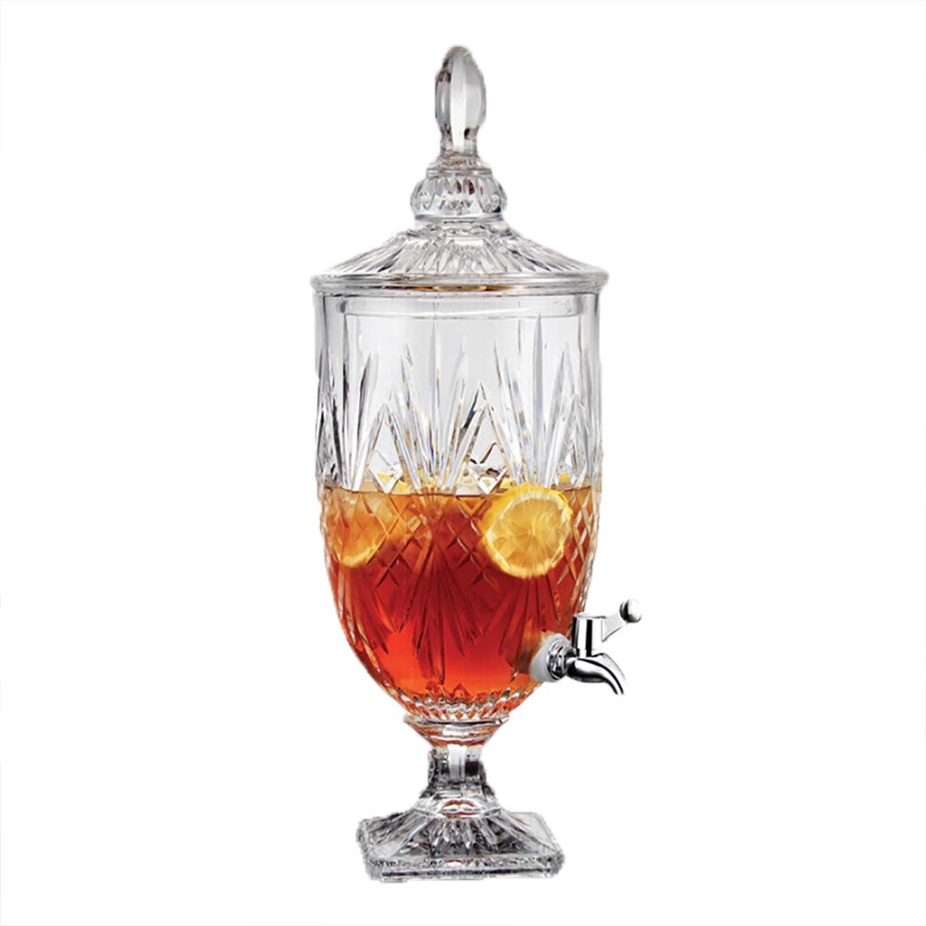 Premium Crystal Glass Beverage Dispenser with Stainless Steel Spout - 3 Gallon Drink Dispenser for Juice, Lemonade & Iced Tea - Perfect for Home Bars, Weddings, Parties & Outdoor Events