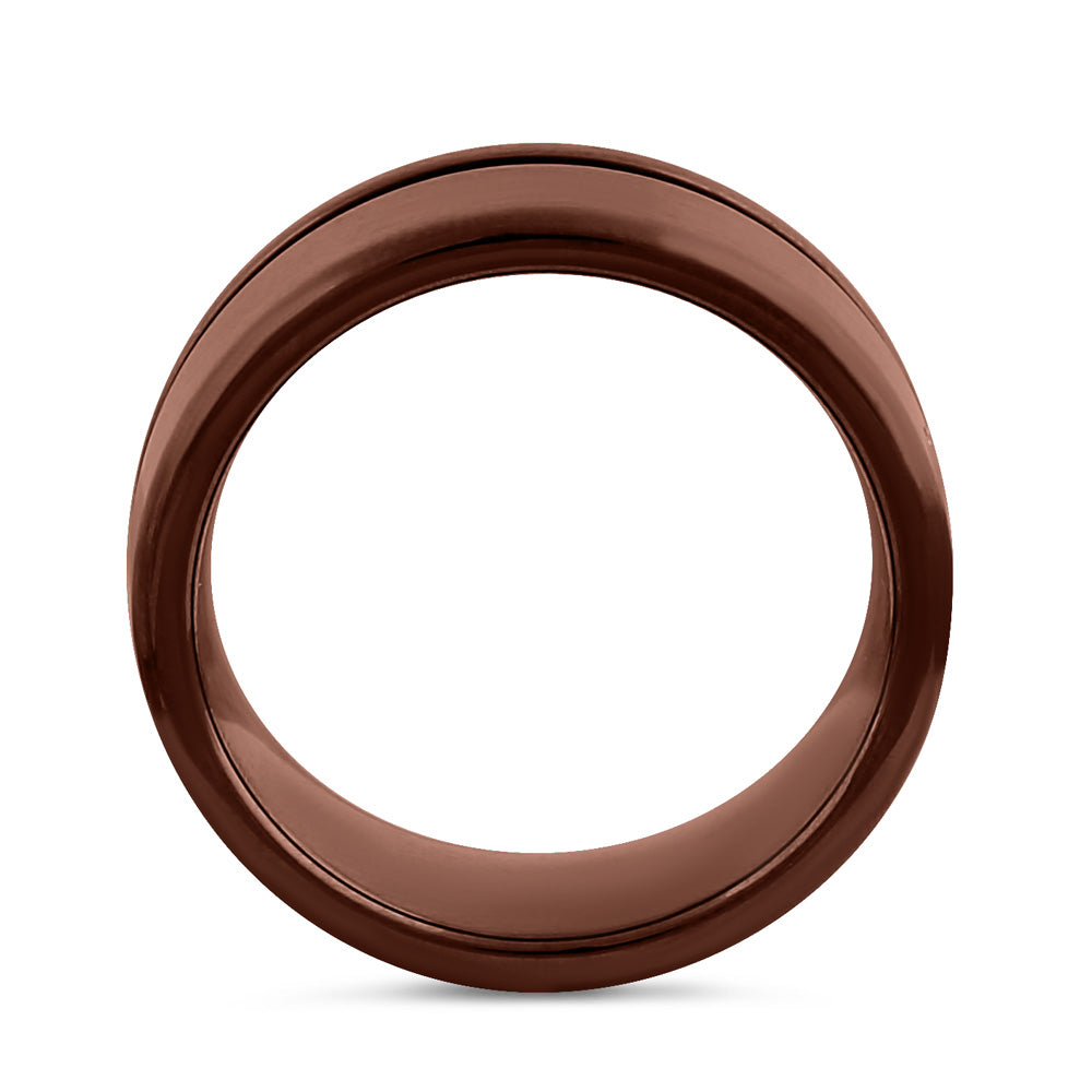 Stainless Steel Bronze Plated Wedding Band Ring for Men & Women - Elegant & Durable Wedding Jewelry for Couples, Anniversaries & Special Occasions