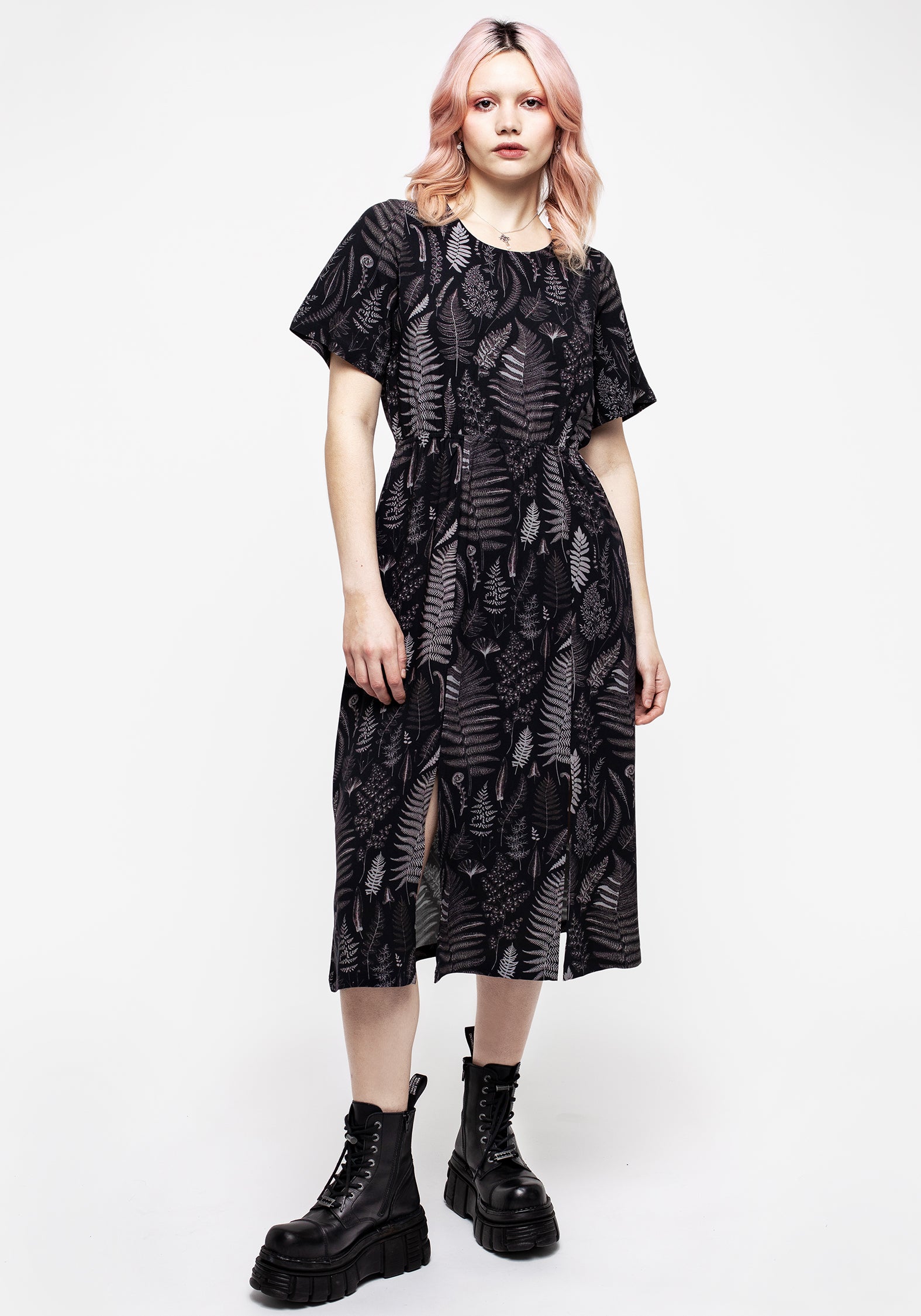 Elegant Maidenhair Open Back Midi Dress for Women | Summer Floral Party & Wedding Guest Outfit