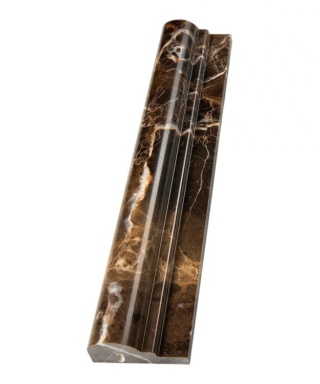 Emperador Dark Marble Single Step Chair Rail Molding - Premium Wall Trim for Living Room, Dining Room & Staircase Decor