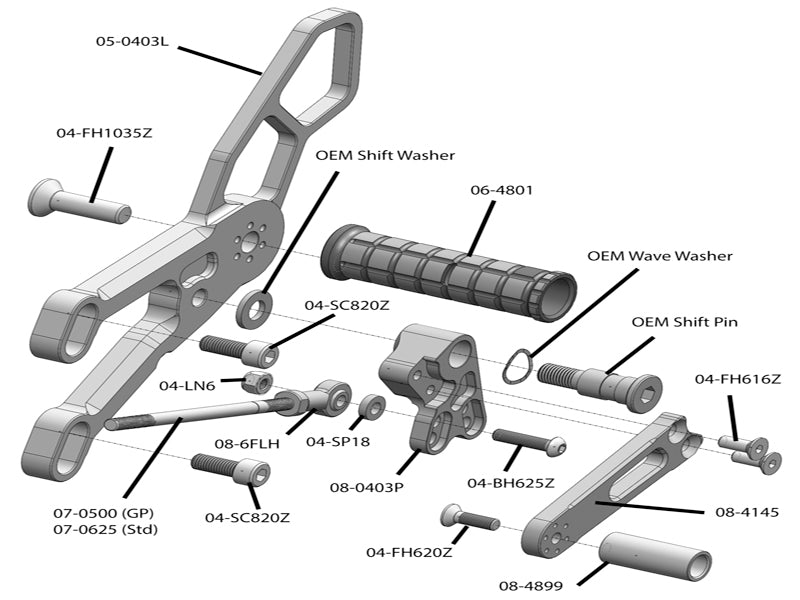 Yamaha R3 GP Shift Rearset - High Performance Rearset Footpegs for Yamaha R3 Motorcycle - Perfect for Racing, Track Days & Aggressive Street Riding