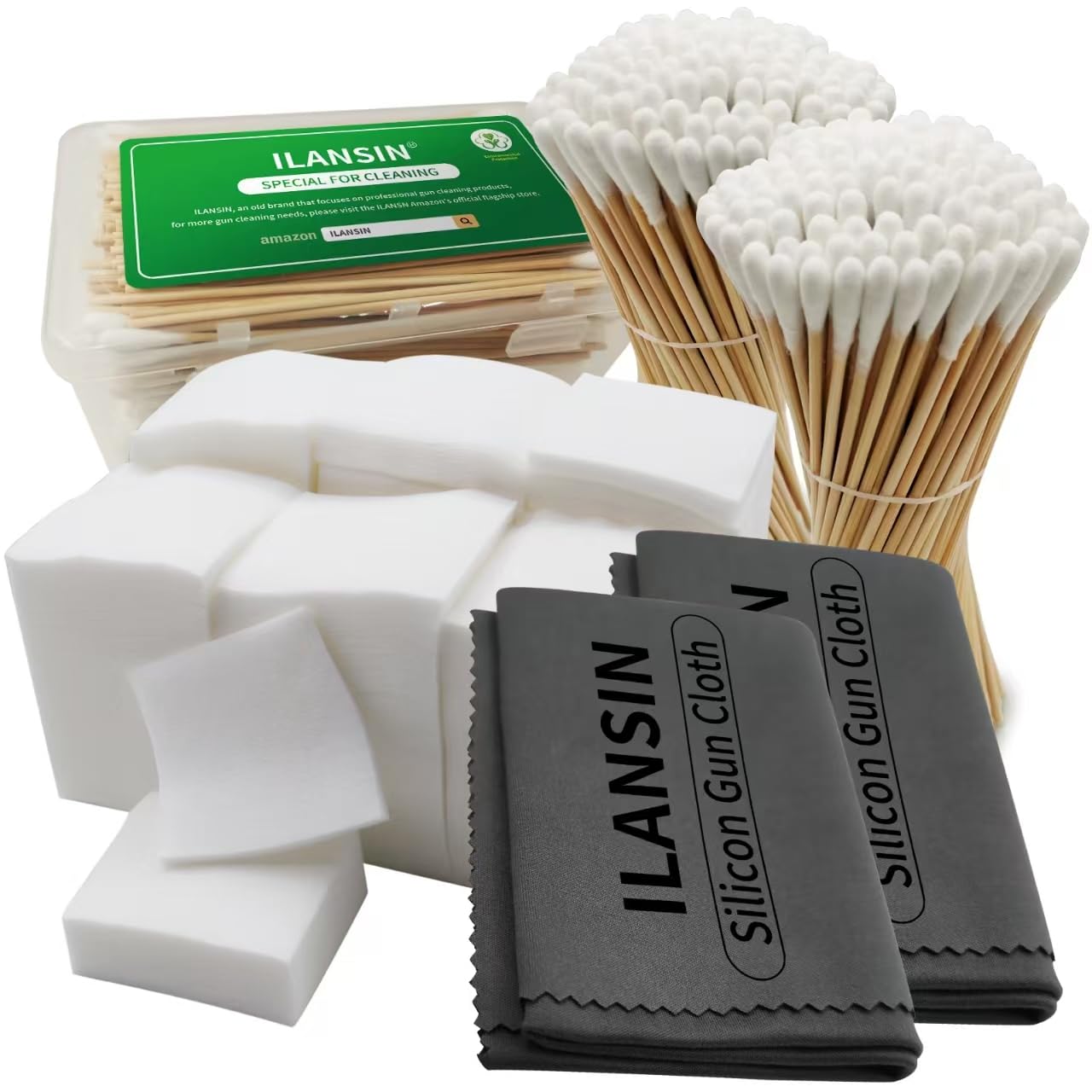 **1000PCS Gun Cleaning Patches + 200PCS Pointed & Round Cotton Swabs + 2PCS Microfiber Cloths – Lint-Free, Reusable Gun Cleaning Kit for Rifles, Pistols & Firearms – Perfect for Home, Range & Outdoor Maintenance**
