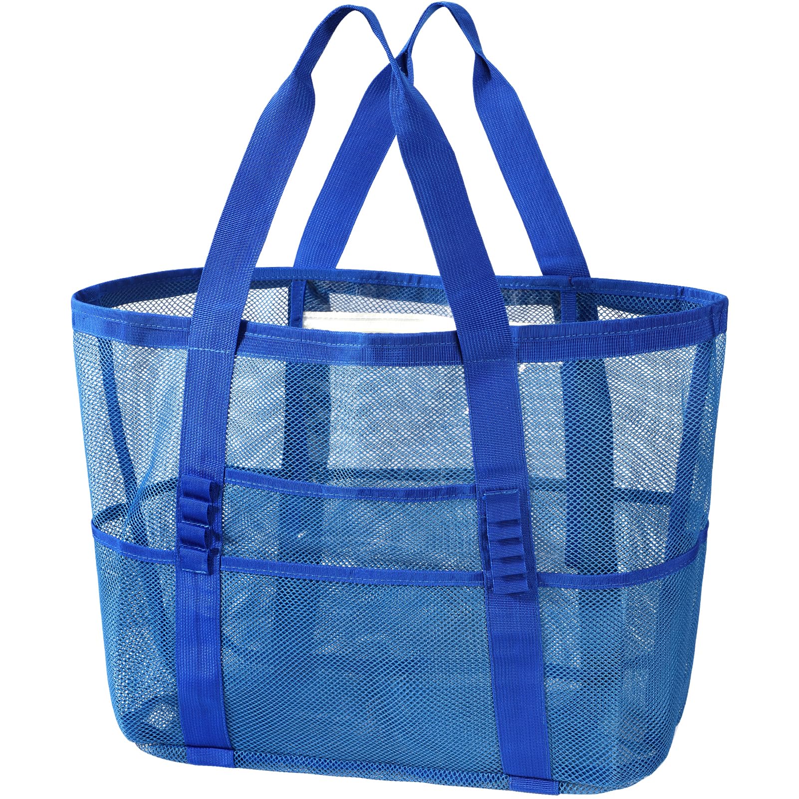 KPX Large Mesh Beach Bag for Women - Foldable Waterproof & Sandproof Tote with Mini Pockets - Perfect for Swimming Pool, Beach Vacation, and Summer Travel Accessories