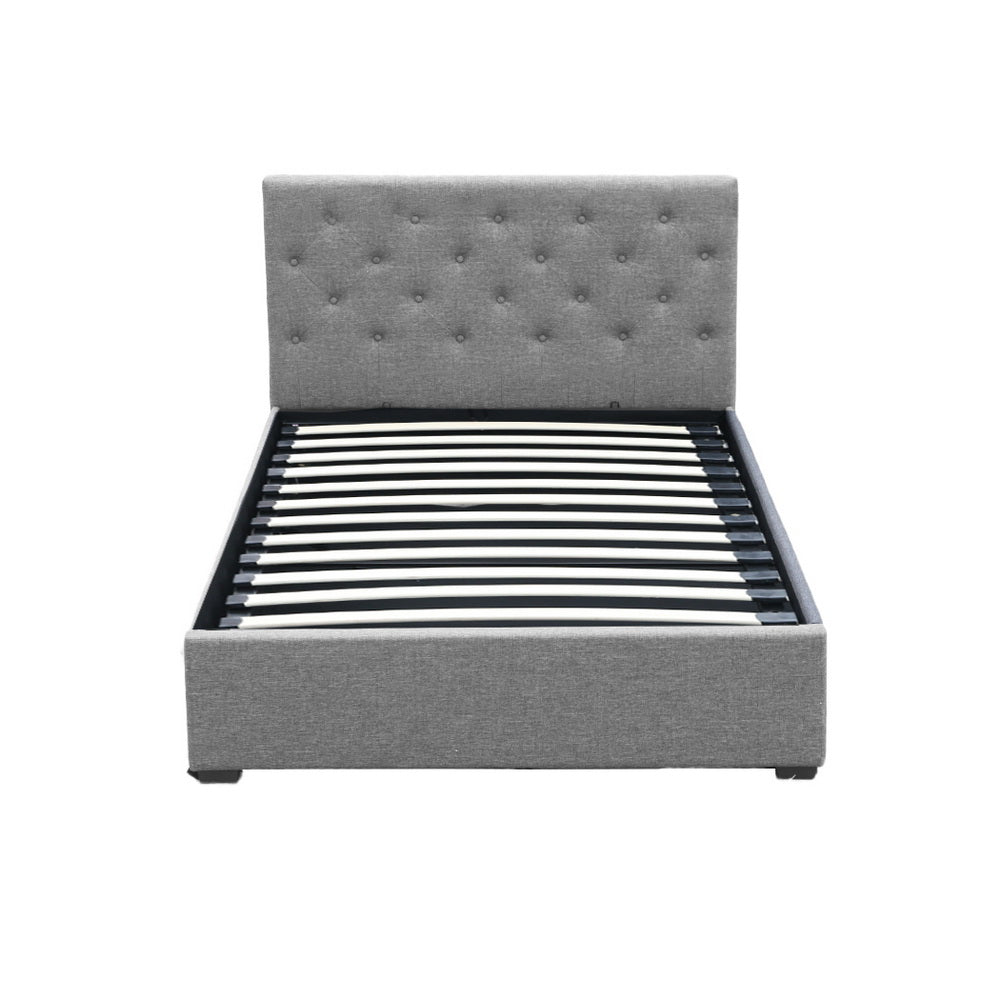 Dorilla Gas Lift Storage King Single Bed Frame in Grey - Space-Saving Bed with Underbed Storage for Small Apartments & Dorm Rooms