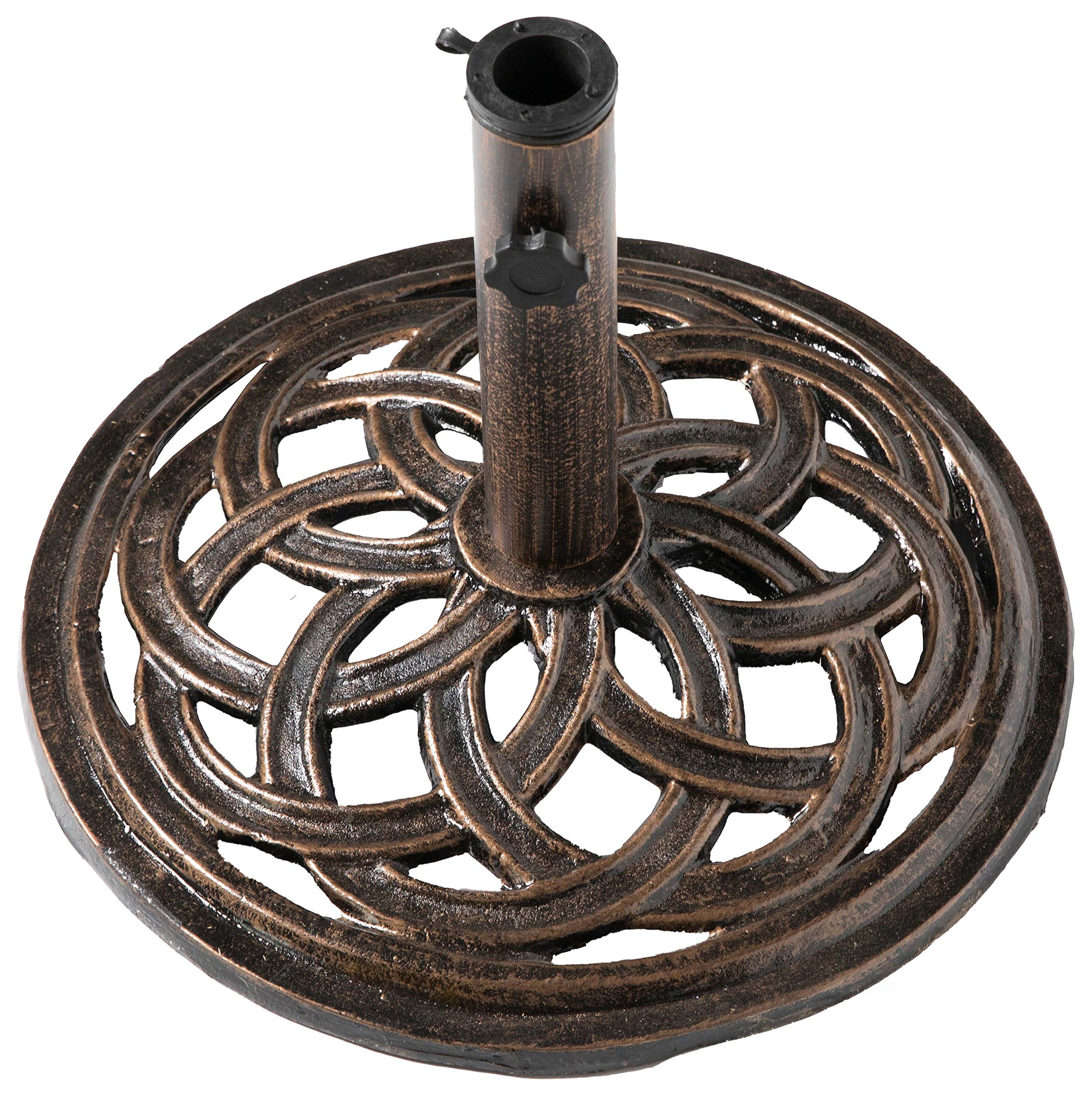 Heavy Duty 20 lb Cast Iron Umbrella Base Stand for Outdoor Patio - Round Garden Parasol Weight Holder for Stability in Windy Conditions | Perfect for Poolside, Deck, Backyard, and Commercial Use