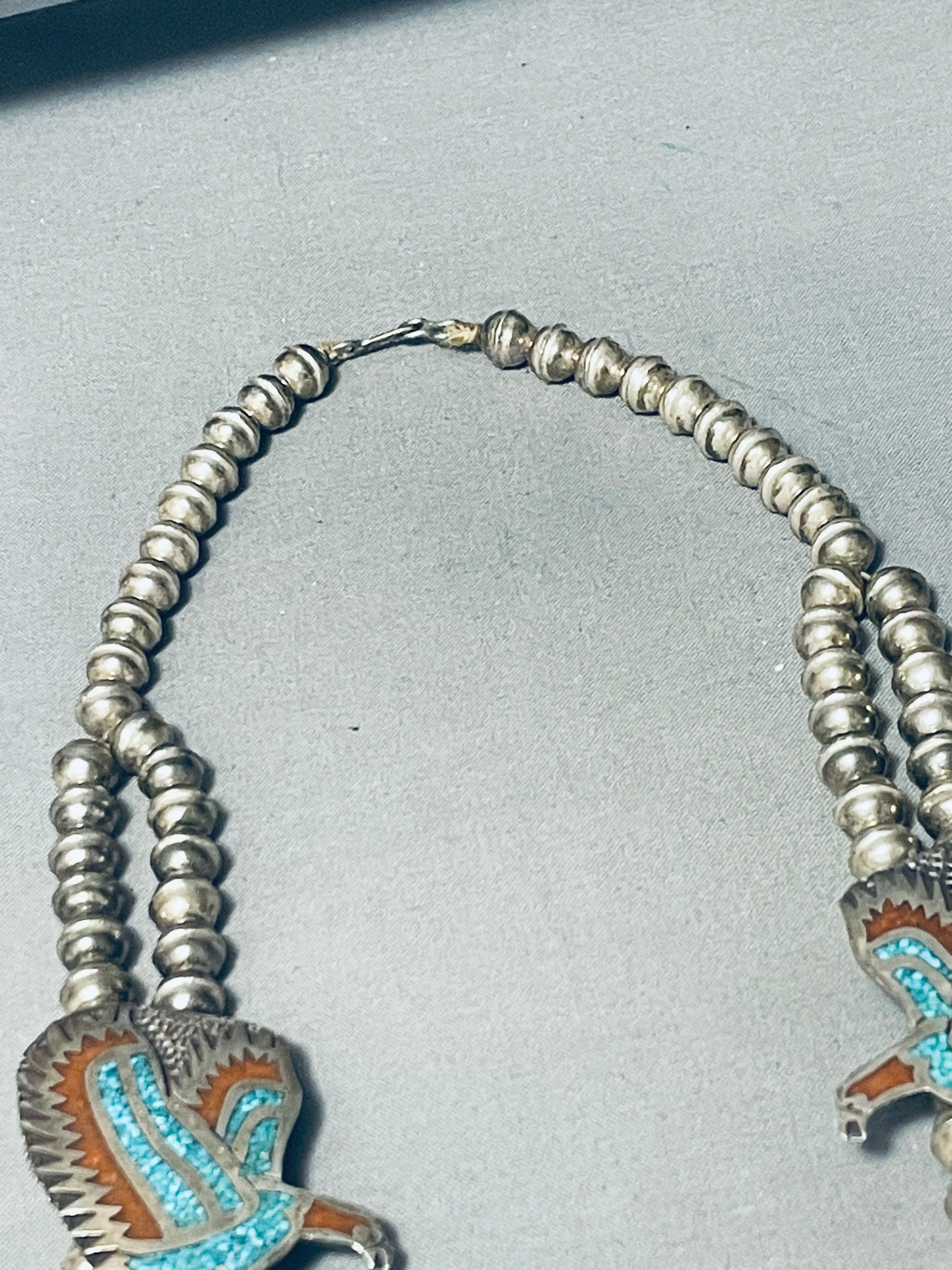 200 Gram Vintage Native American Navajo Sterling Silver Squash Blossom Necklace - Authentic Handmade Jewelry for Women, Perfect for Boho Fashion, Weddings & Special Occasions