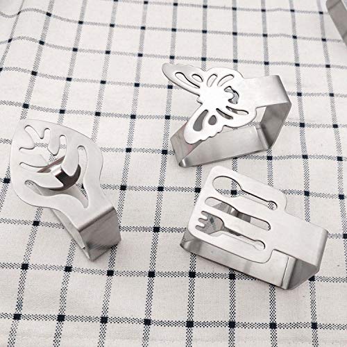 Weyoo 6 Pack Heavy Duty Stainless Steel Tablecloth Clips - Thickened Strong Table Cover Clamps for Outdoor & Indoor Use - Perfect for Picnics, BBQs, Parties & Home Decor (Silver)