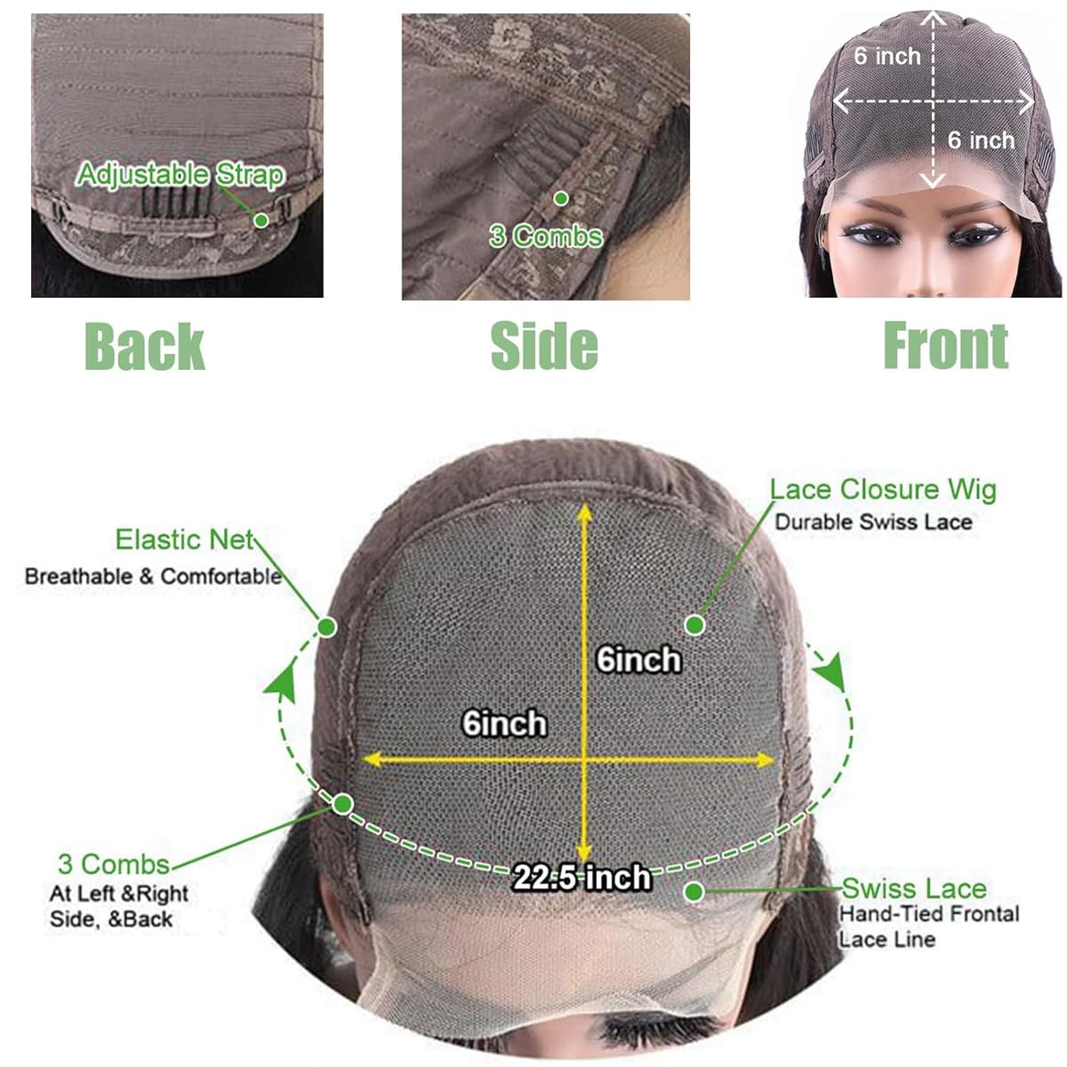 6x6 Human Hair Bob Wig - Glueless Lace Front Wig with Pre-Plucked Hairline & 150% Density - Short Straight Bob Wig in Black (12 Inch) for Women - Perfect for Daily Wear, Parties & Cosplay
