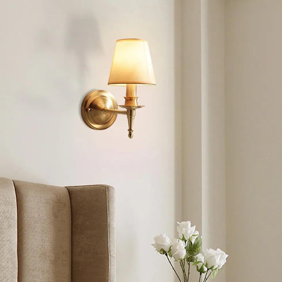 Elegant Gold Fabric Wall Lights for Indoor Decor - Perfect for Living Room, Bedroom, and Home Ambiance Lighting