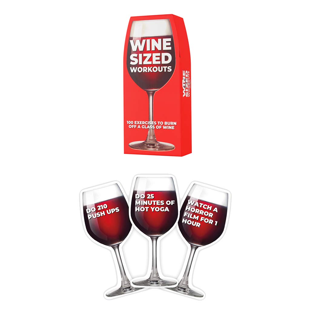 Gift Republic 100 Wine Glass Workout Cards - Fun Fitness Exercise Cards to Burn Wine Calories | Novelty Gift for Wine Lovers, Secret Santa & Stocking Stuffer | Perfect for Home Workouts, Bachelorette Parties & Wine Tasting Events