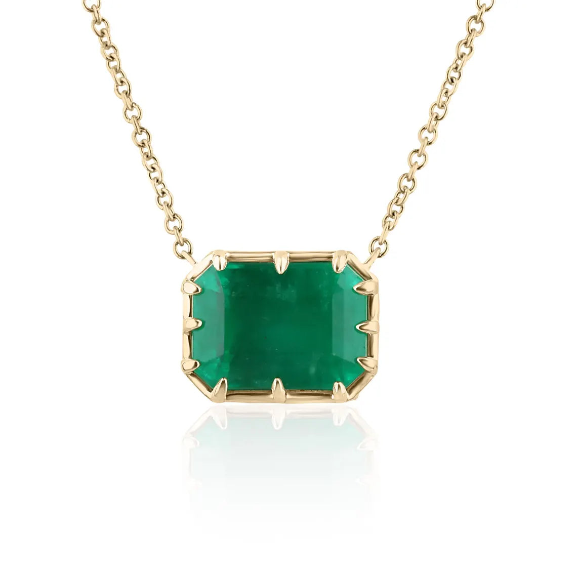 8.52ct Natural Emerald Cut Colombian Emerald Vintage Pendant Necklace - 18K Gold Plated Jewelry for Women, Gift for Mom, Anniversary, Birthday, Wedding
