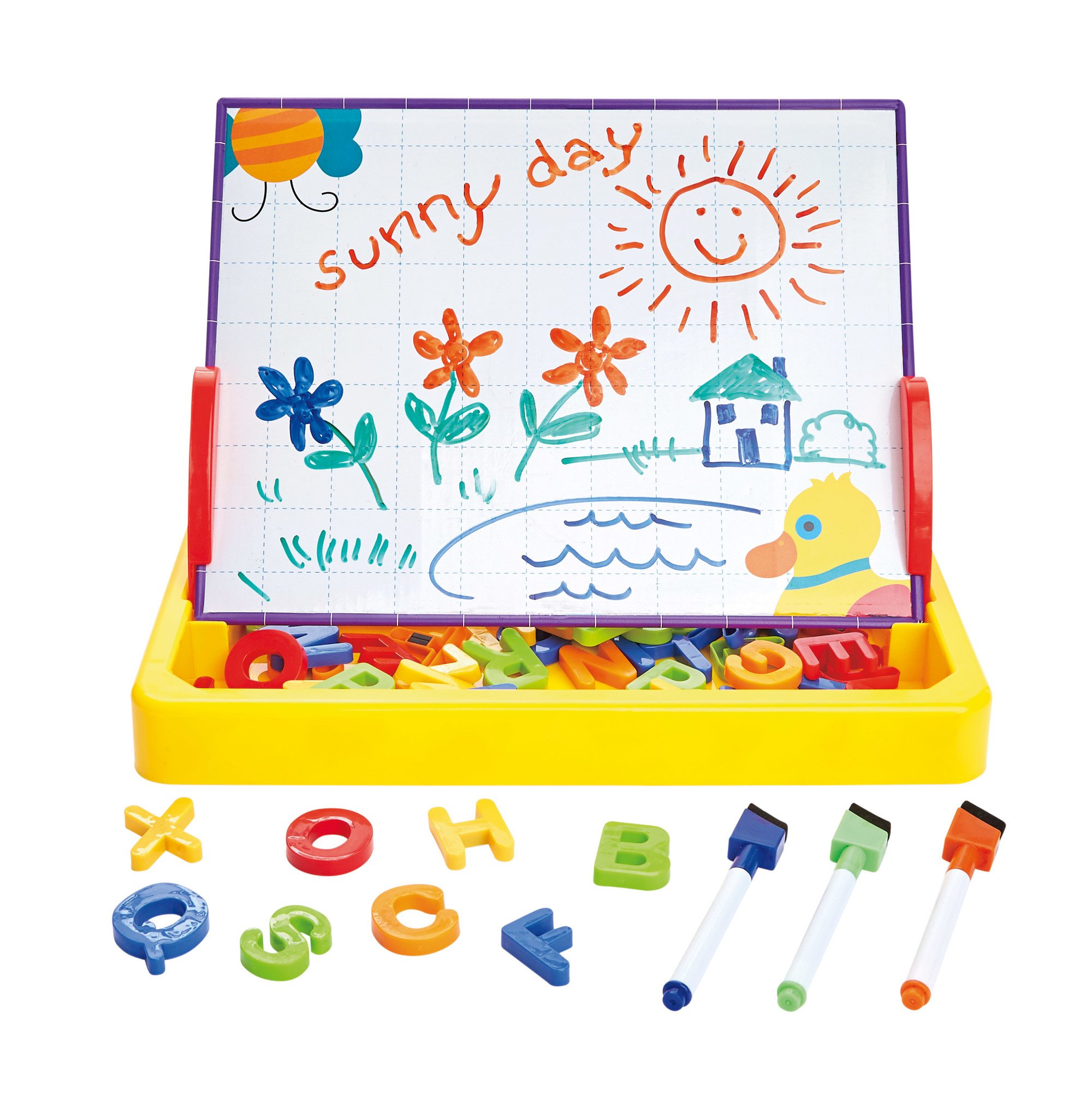 Kidoozie 2-in-1 Magnetic Art Desk for Kids - Double-Sided Drawing Board & Dry Erase Board - Perfect for Home, School & Travel Activities