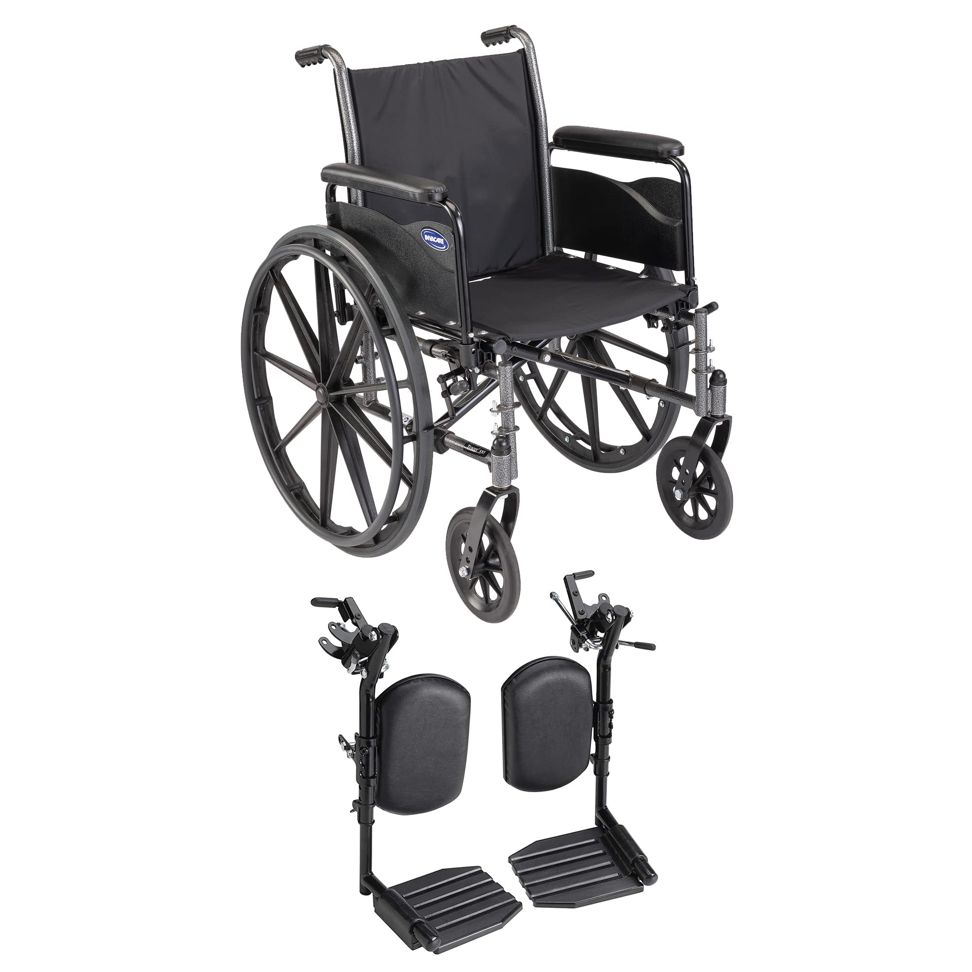 Invacare Tracer SX5 Lightweight Folding Wheelchair for Adults - 18 Inch Seat with Adjustable Leg Rests & Full Armrests - Ideal for Daily Use, Travel, and Mobility Assistance
