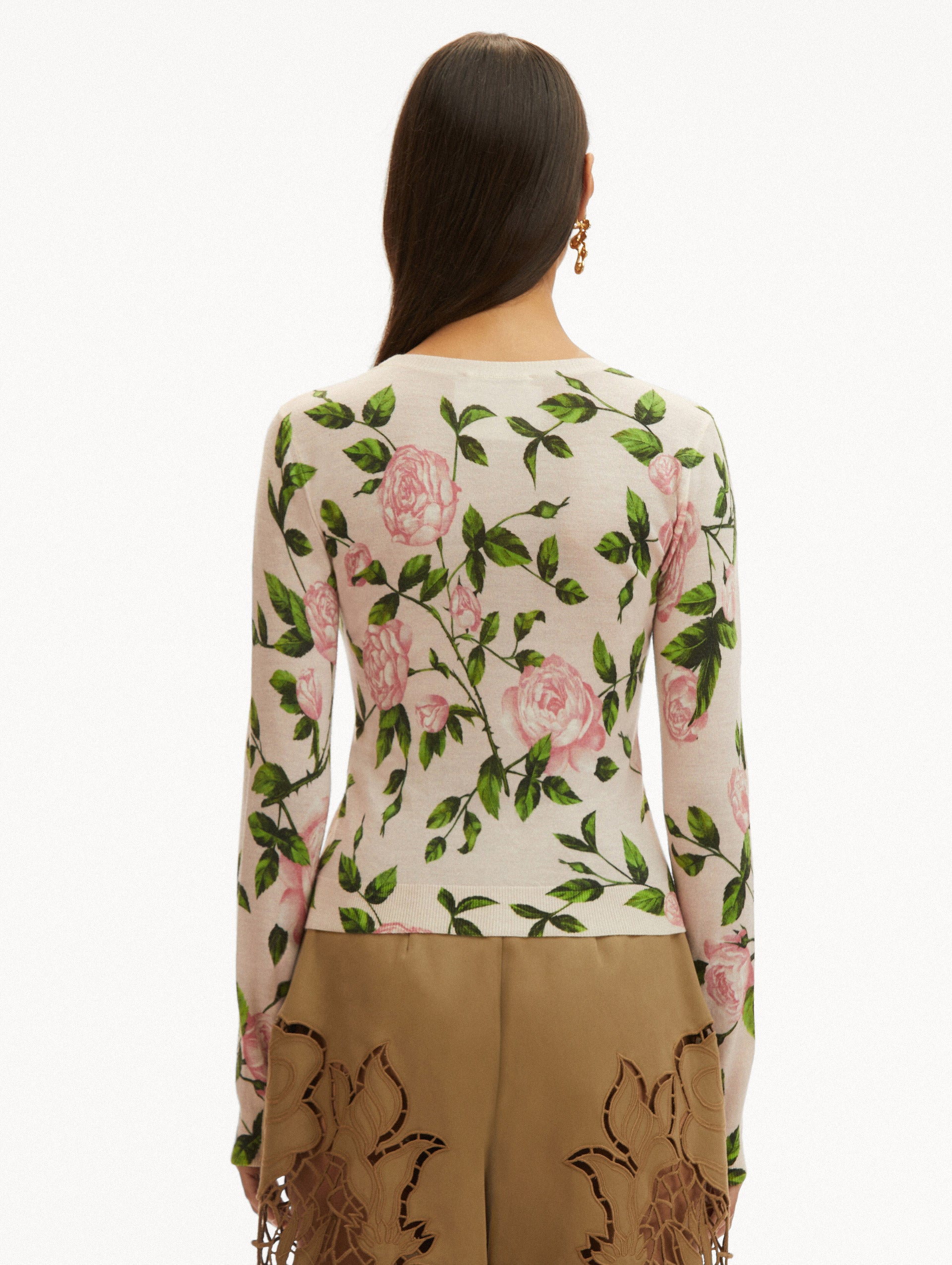 English Rose Printed Pullover Women's Vintage Floral Sweater - Cozy Fall & Winter Fashion for Casual Outings and Date Nights