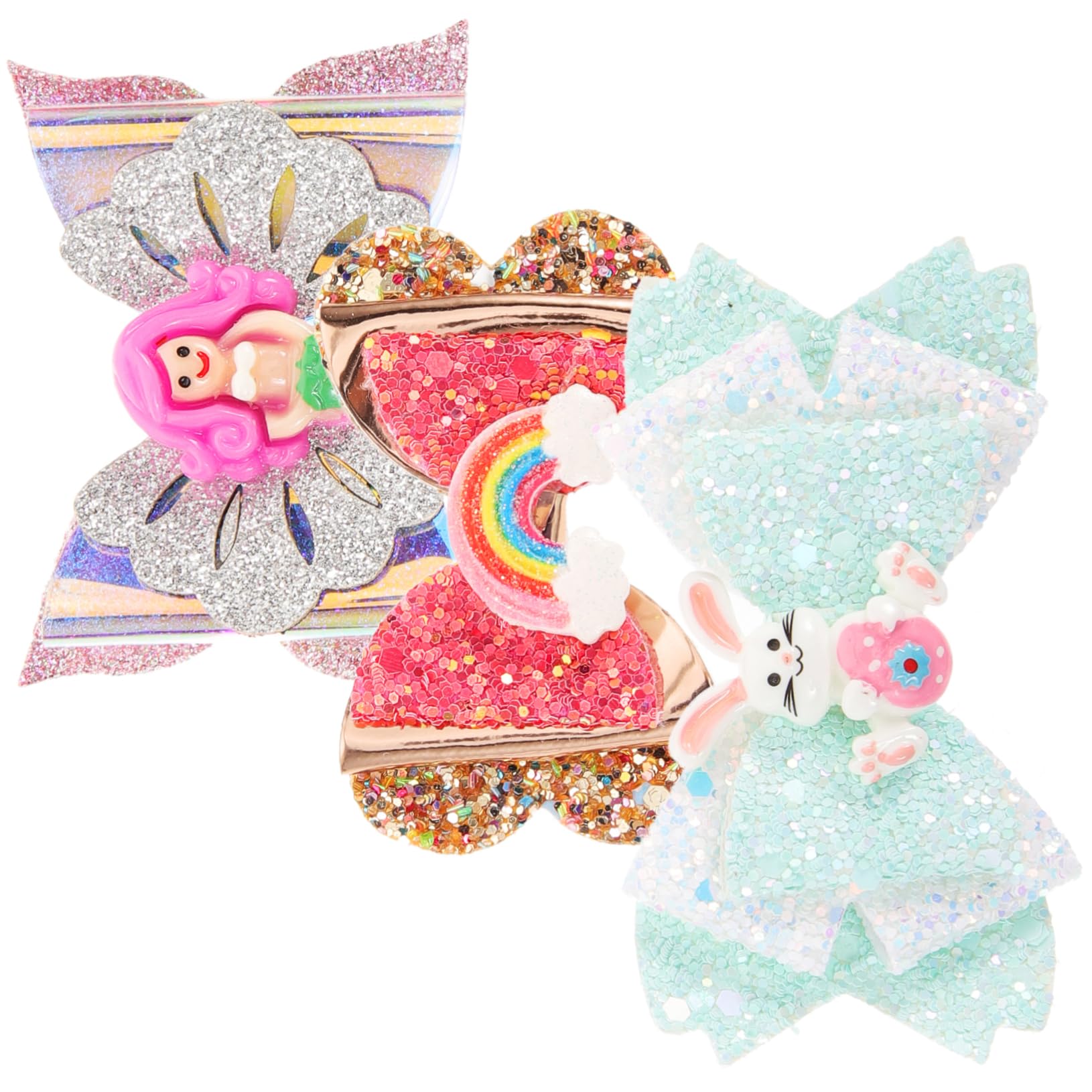 PRETYZOOM Cute Pencil & Alligator Hair Clips for Girls - 3PCS Glitter Hair Bows for Baby, Kindergarten, 1st 3rd 4th 5th Grade Back to School & Graduation - Perfect for School Photos, Parties and Daily Hair Accessories