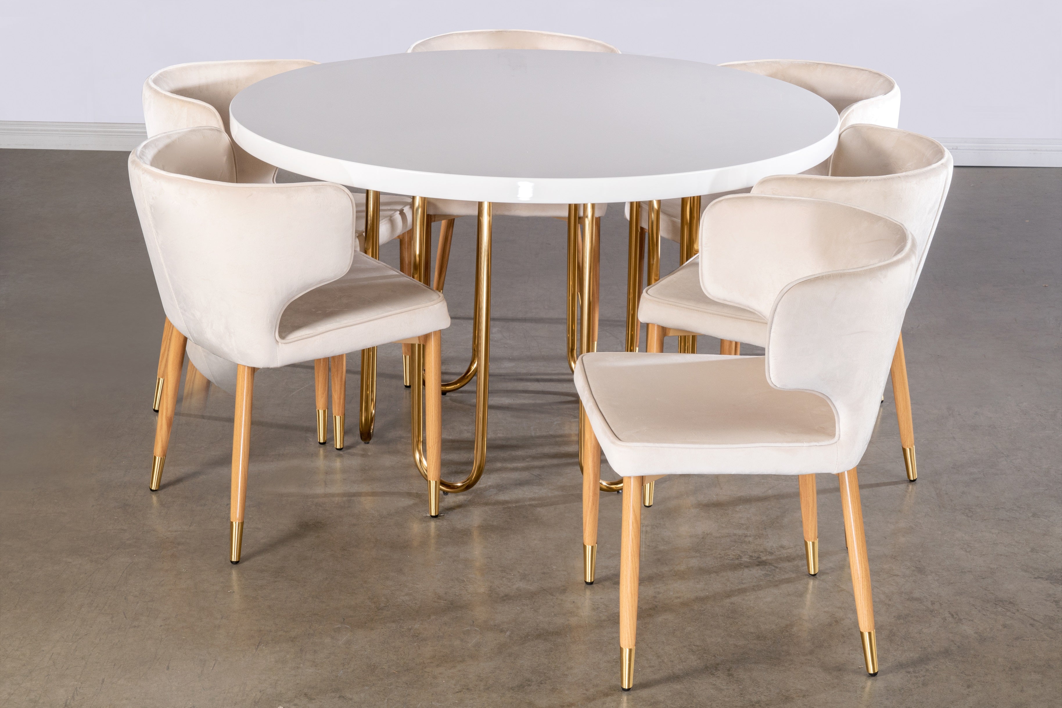 Ivory Willow Dining Set - Modern 6-Piece Table & Chairs for Elegant Home Dining & Entertaining